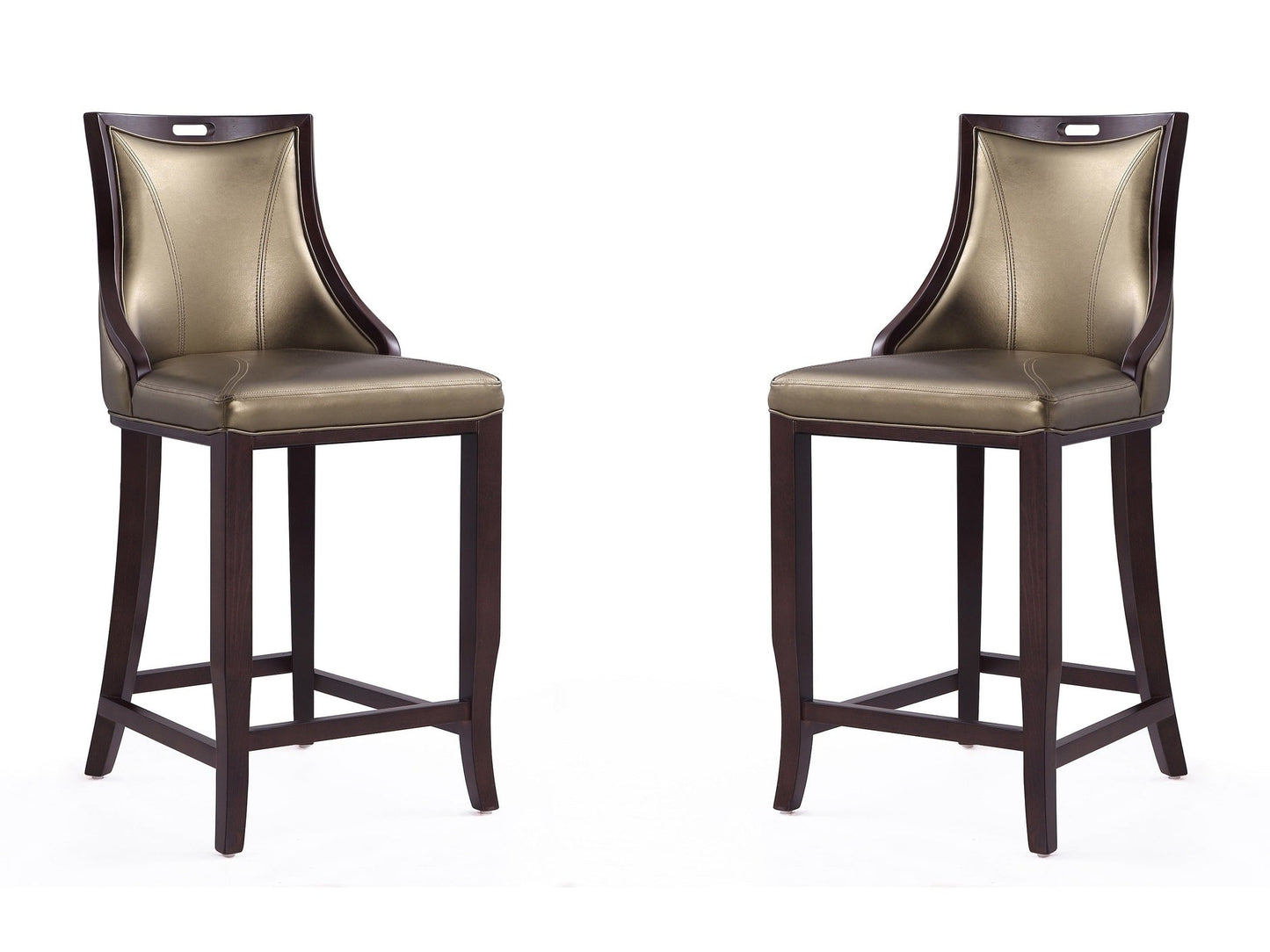 Emperor Bar Stool in Bronze and Walnut (set of 2) - Ornate Home