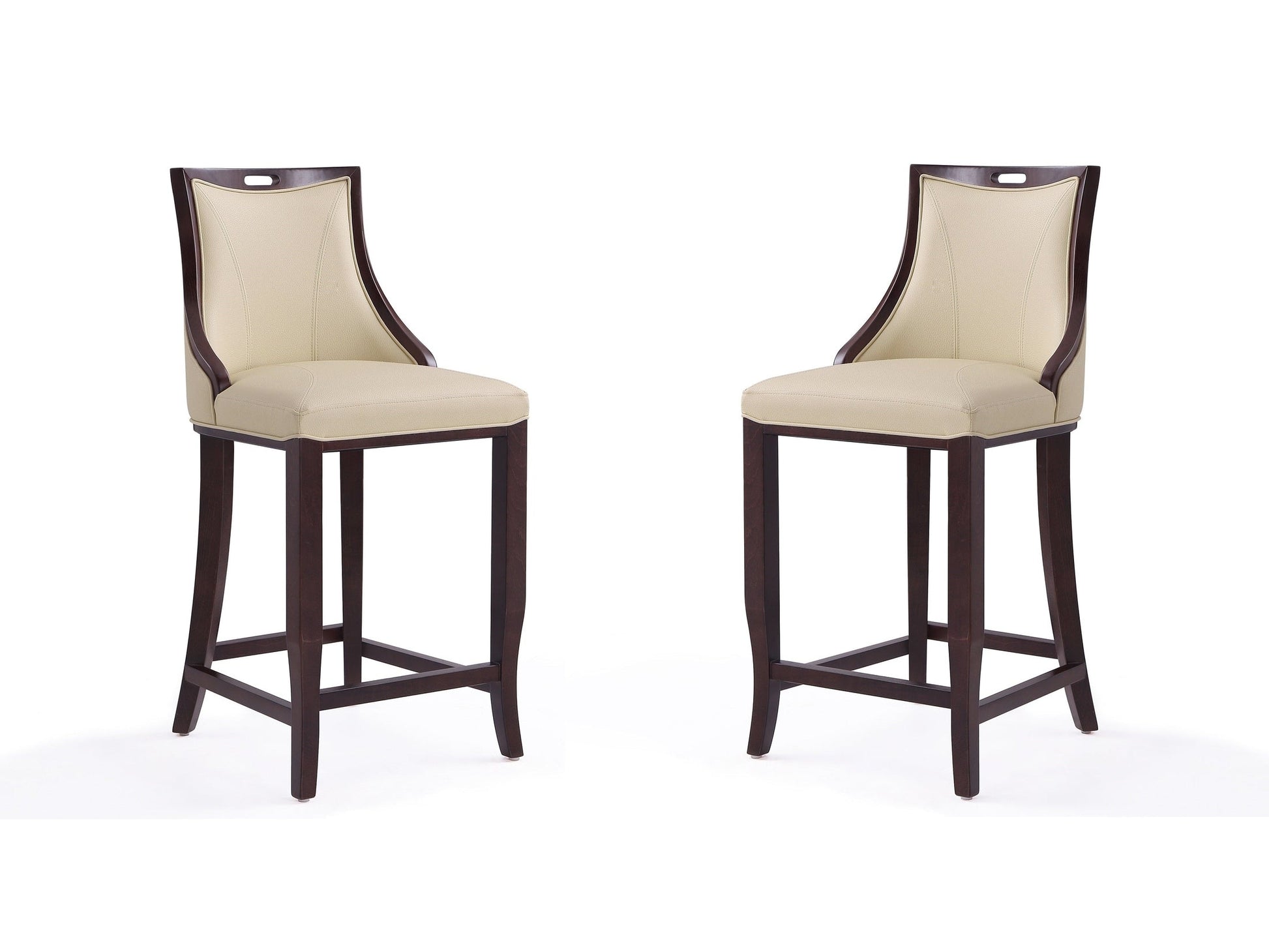 Emperor Bar Stool in Cream and Walnut (set of 2) - Ornate Home
