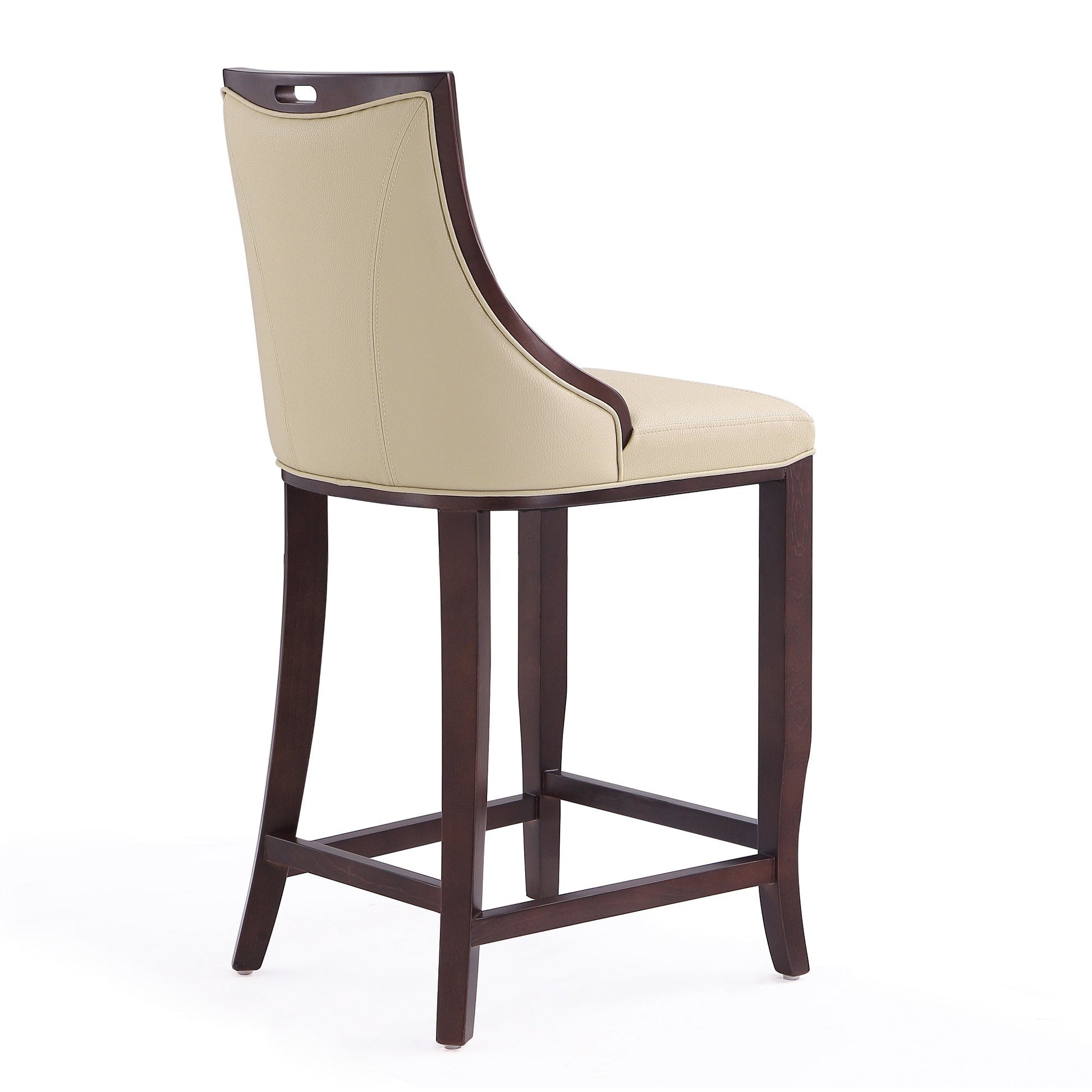 Emperor Bar Stool in Cream and Walnut (set of 2) - Ornate Home