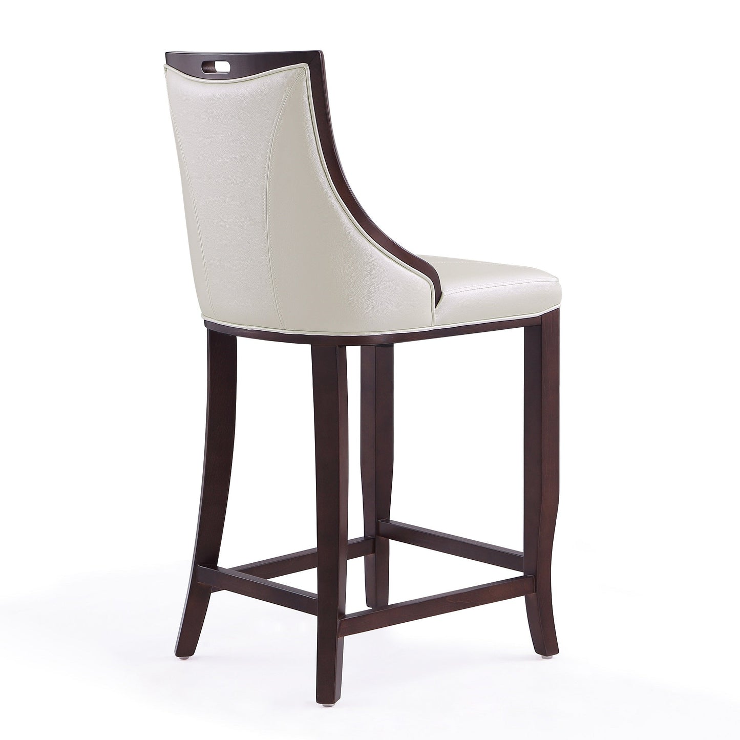 Emperor Bar Stool in Pearl White and Walnut - Ornate Home