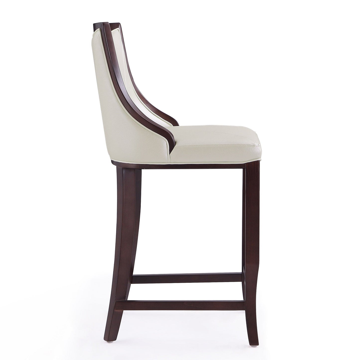 Emperor Bar Stool in Pearl White and Walnut (Set of 2) - Ornate Home