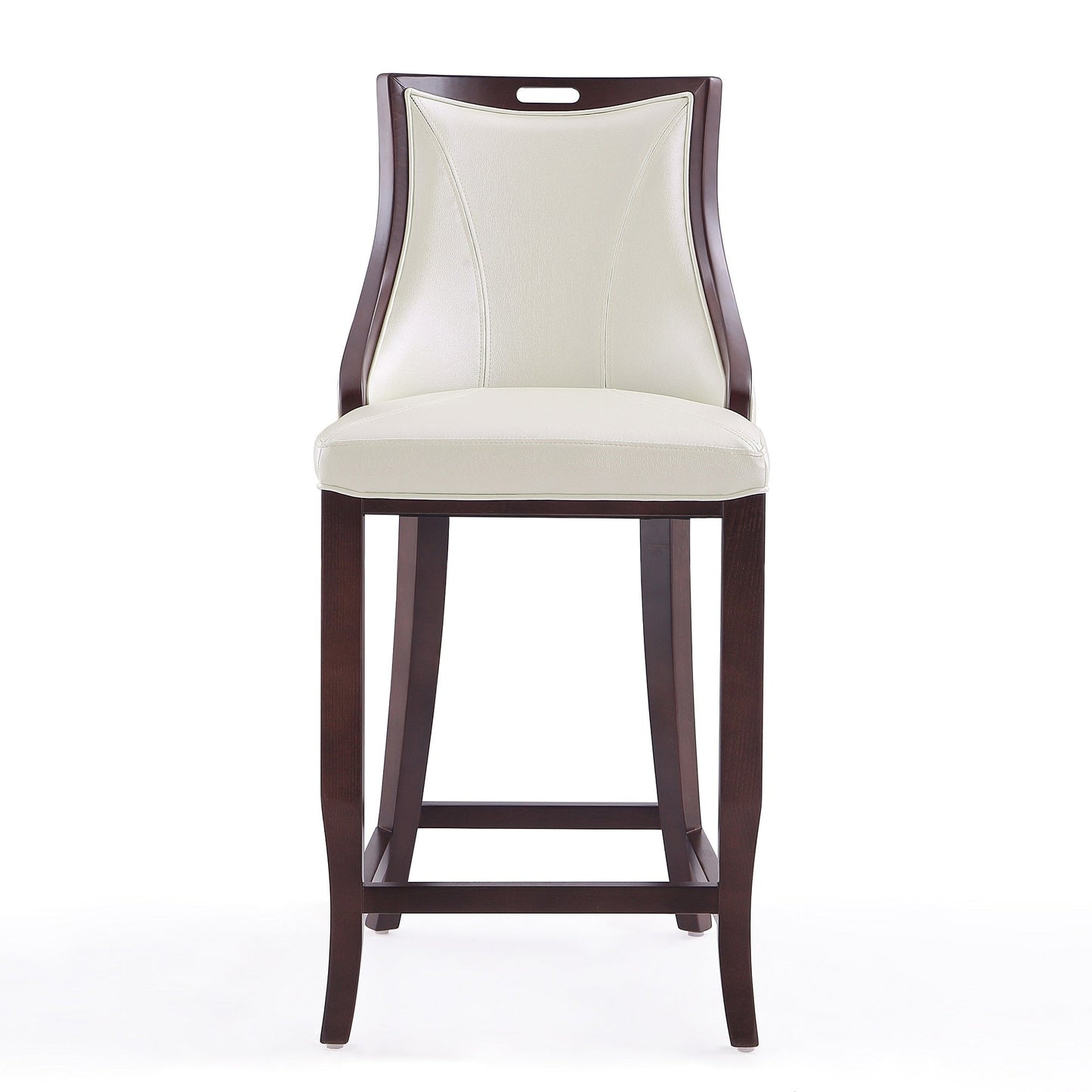 Emperor Bar Stool in Pearl White and Walnut (Set of 3) - Ornate Home