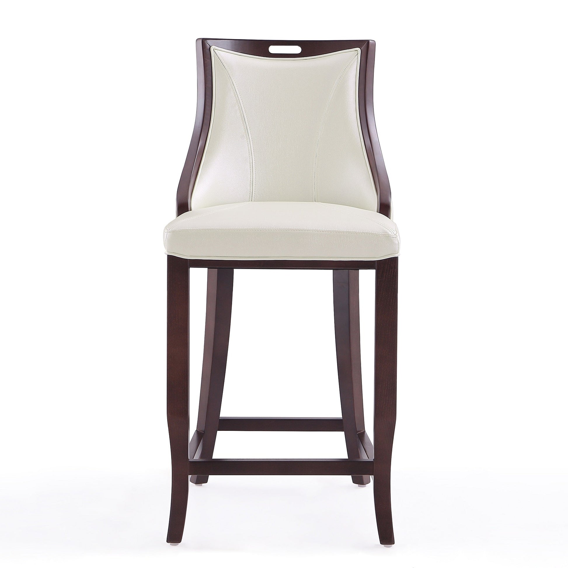 Emperor Bar Stool in Pearl White and Walnut (Set of 3) - Ornate Home