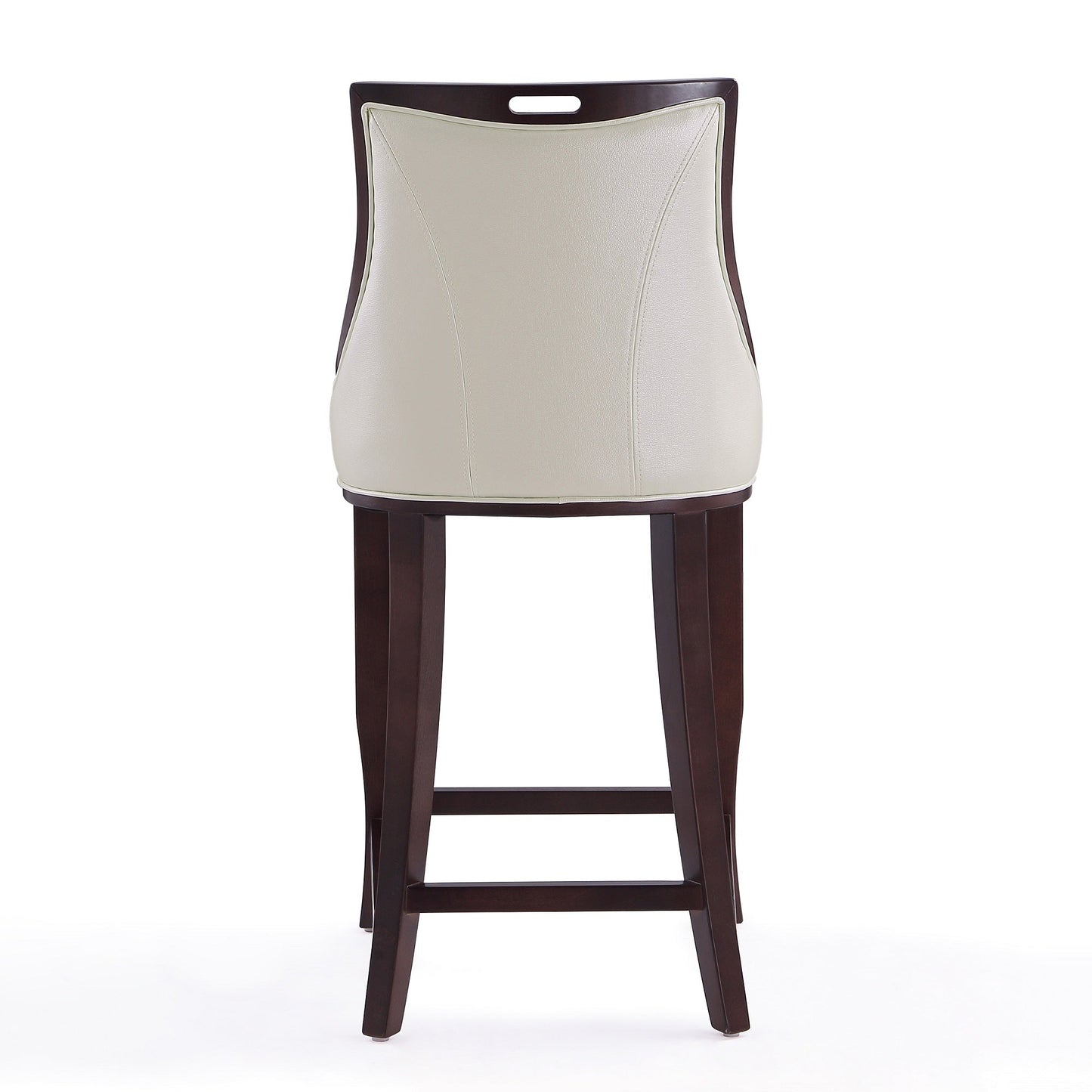 Emperor Bar Stool in Pearl White and Walnut (Set of 3) - Ornate Home
