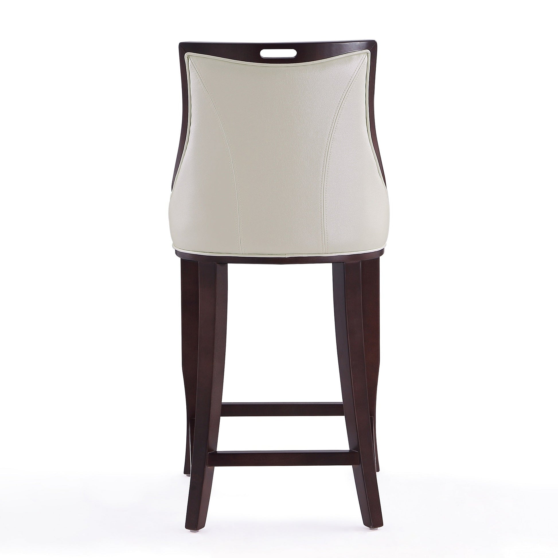 Emperor Bar Stool in Pearl White and Walnut (Set of 3) - Ornate Home