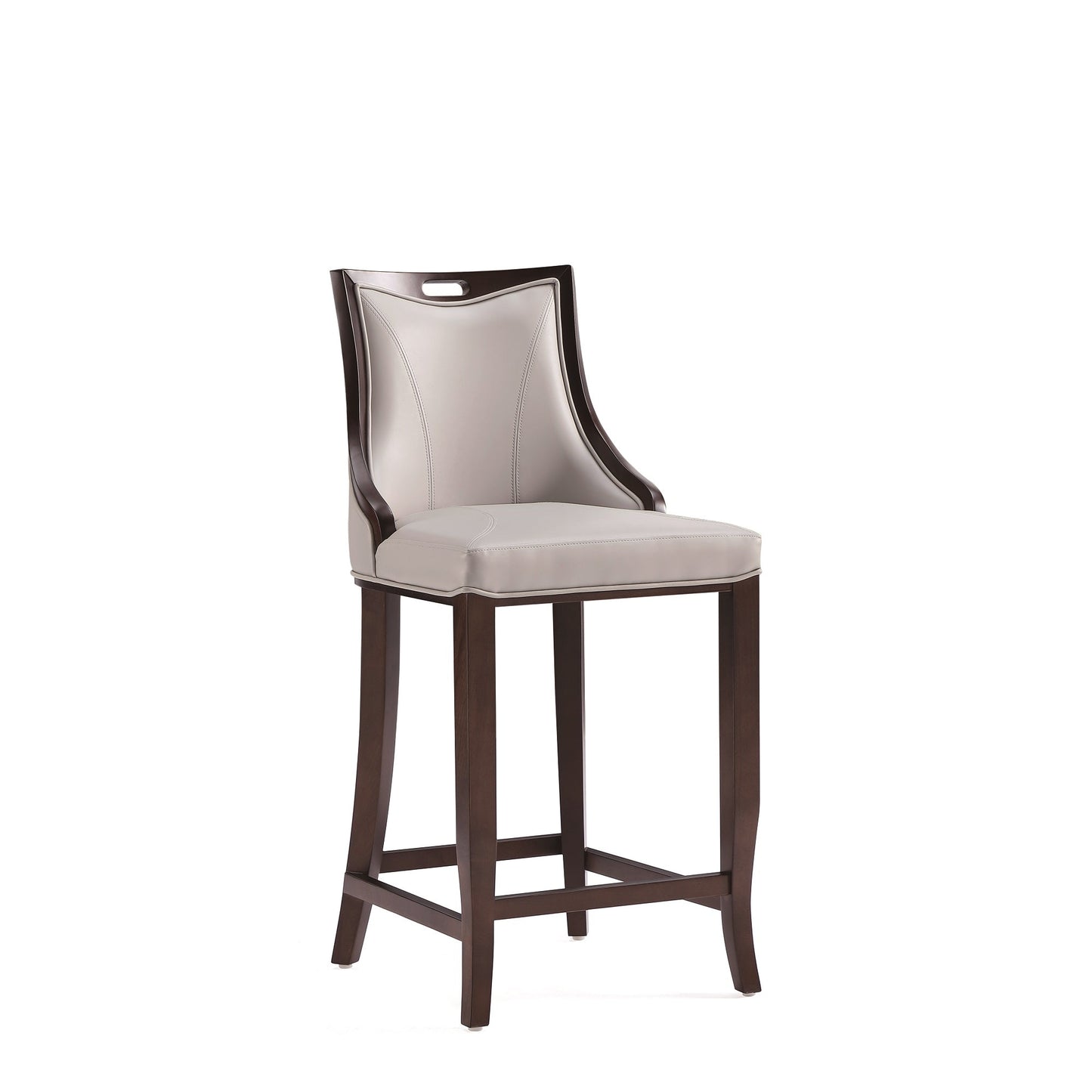 Emperor Faux Leather Barstool in Light Grey (set of 3) - Ornate Home