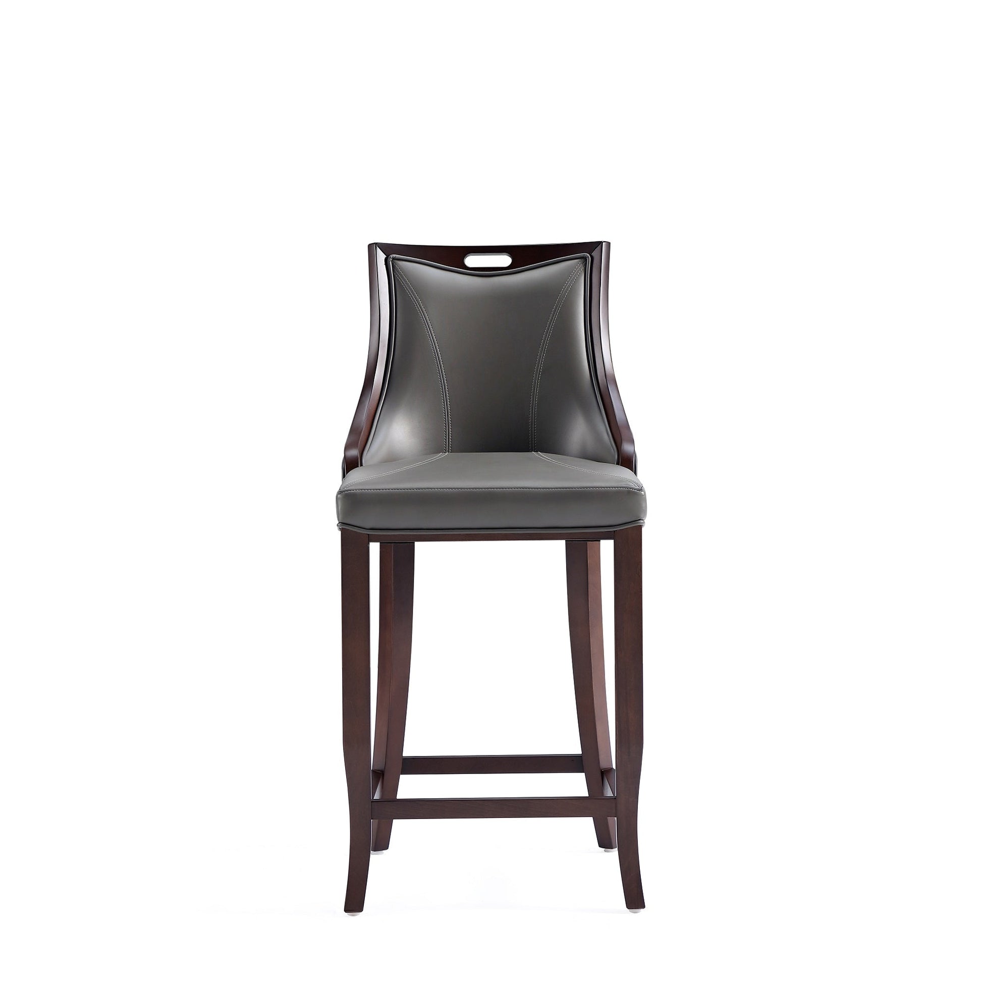 Emperor Faux Leather Barstool in Pebble Grey (set of 2) - Ornate Home