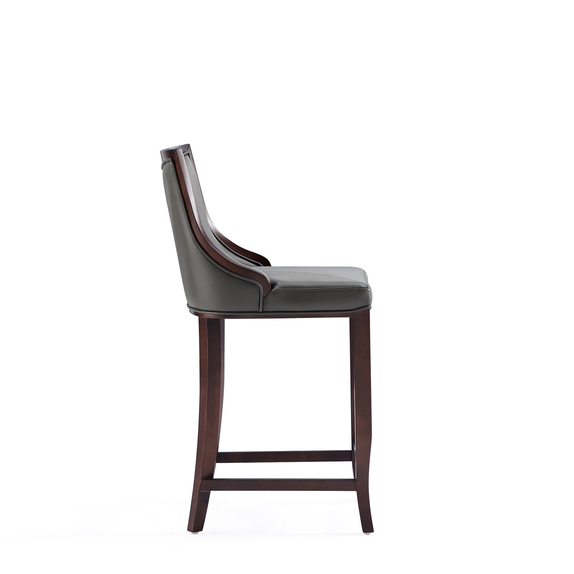 Emperor Faux Leather Barstool in Pebble Grey (set of 2) - Ornate Home