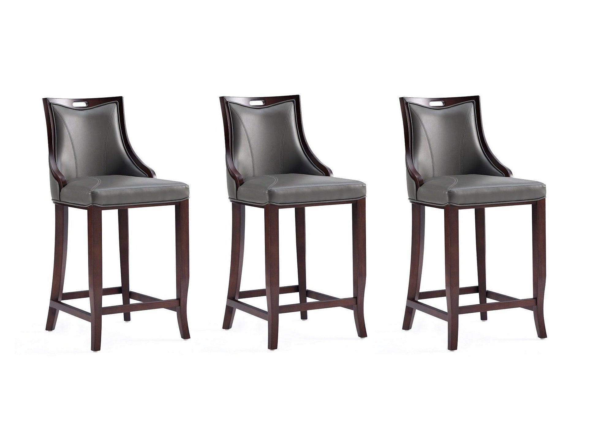 Emperor Faux Leather Barstool in Pebble Grey (set of 3) - Ornate Home