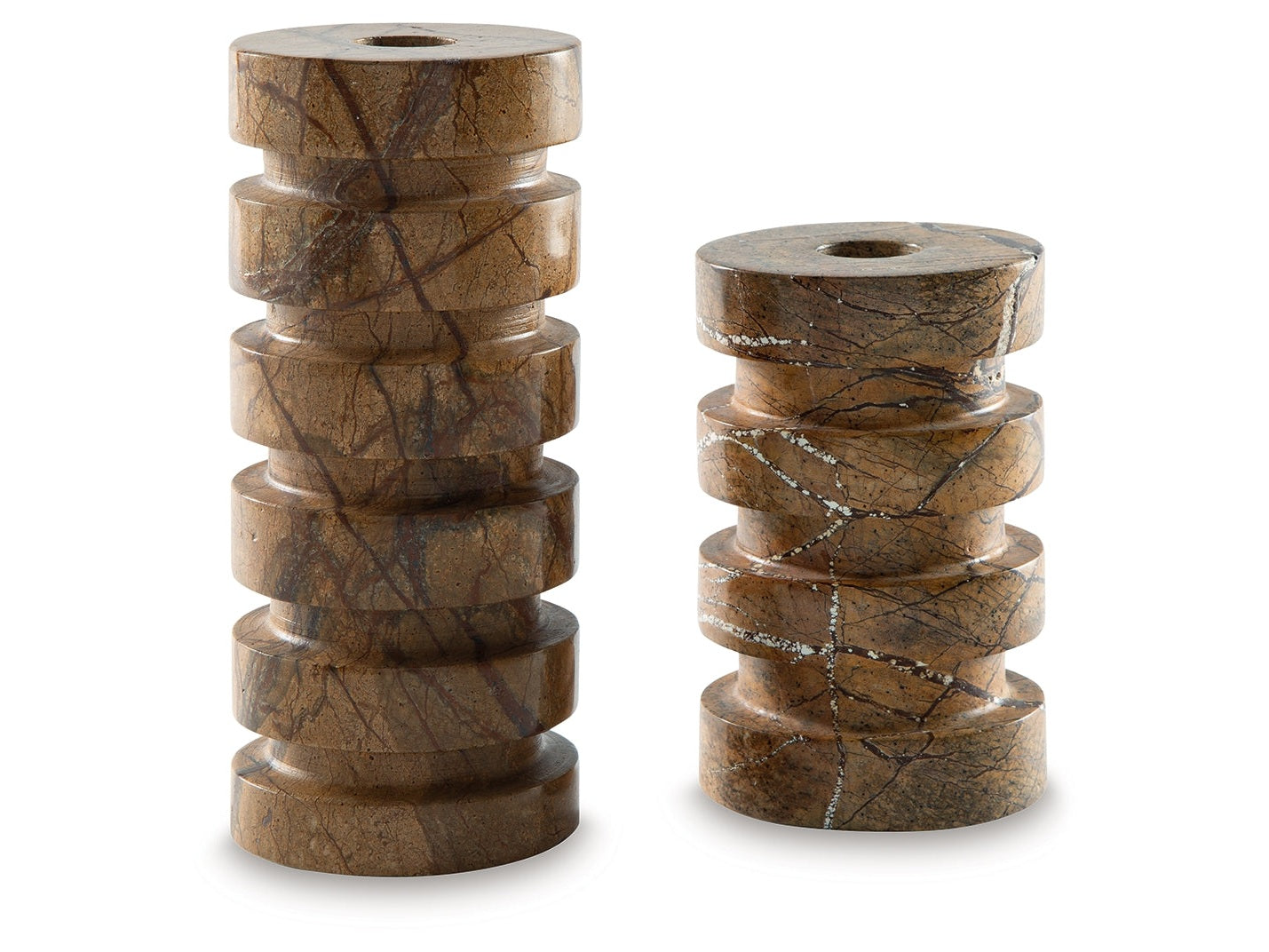 Emsleyfield Tan Candle Holder Set (Set of 2)- Viva Furn