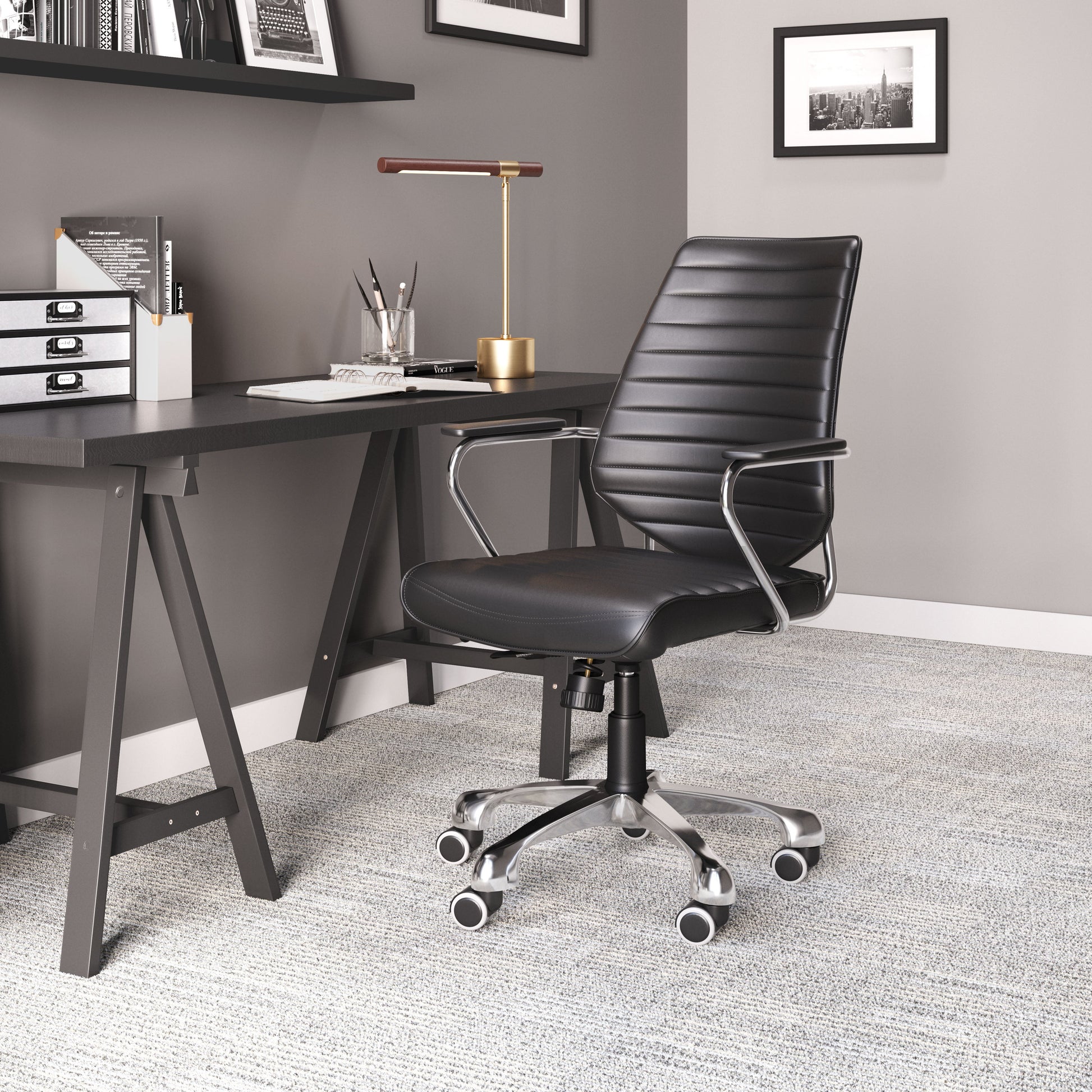 Enterprise Black Low Back Office Chair - Ornate Home