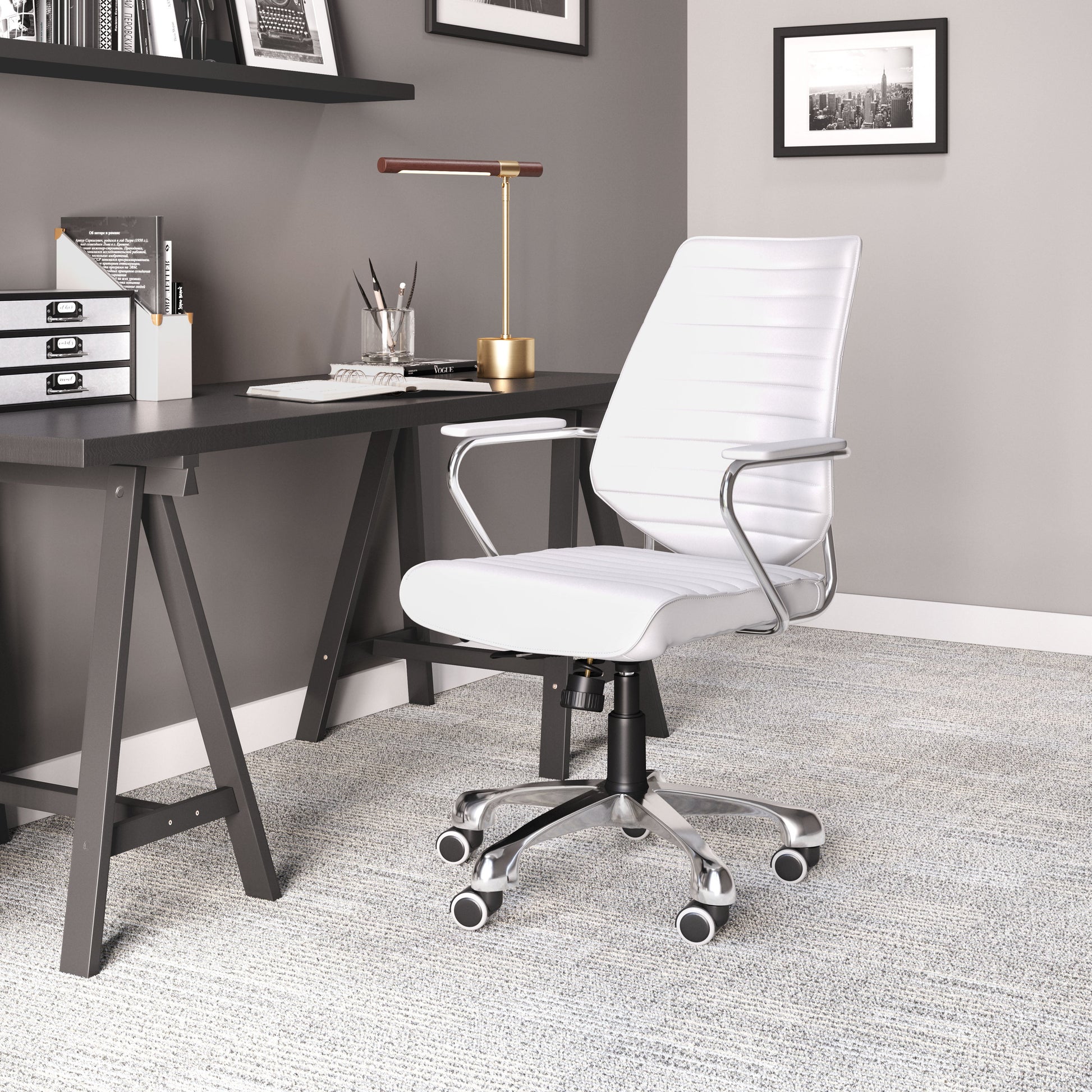 Enterprise White Low Back Office Chair - Ornate Home
