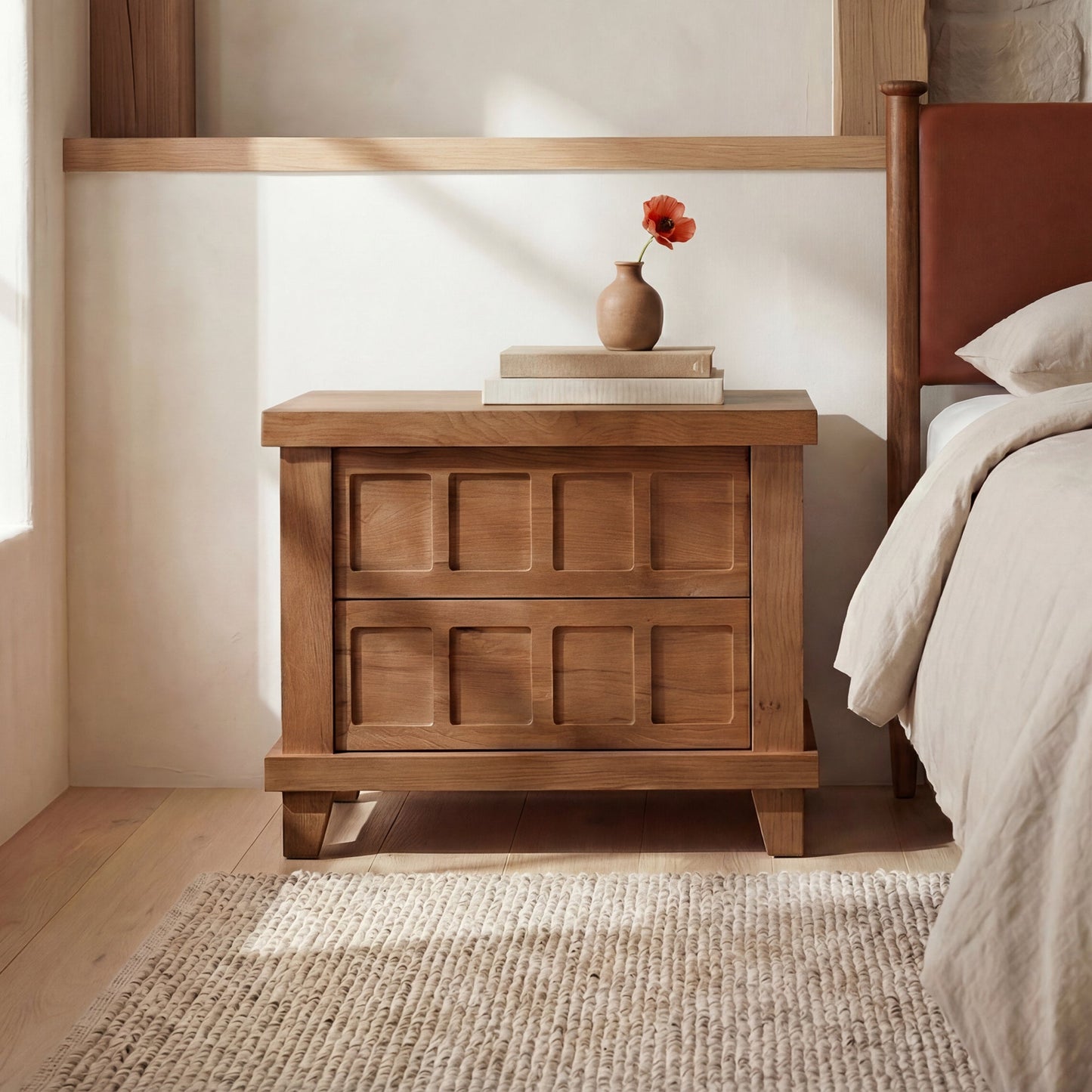 Enya Red Oak Nightstand - Ornate Home