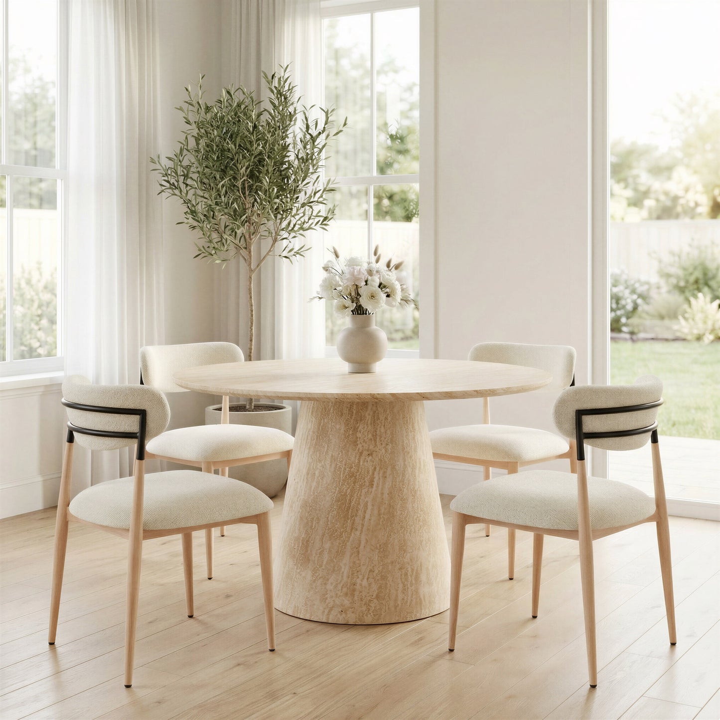Equinox Oyster Gray & Natural Armless Dining Chair (Set of 2) - Ornate Home
