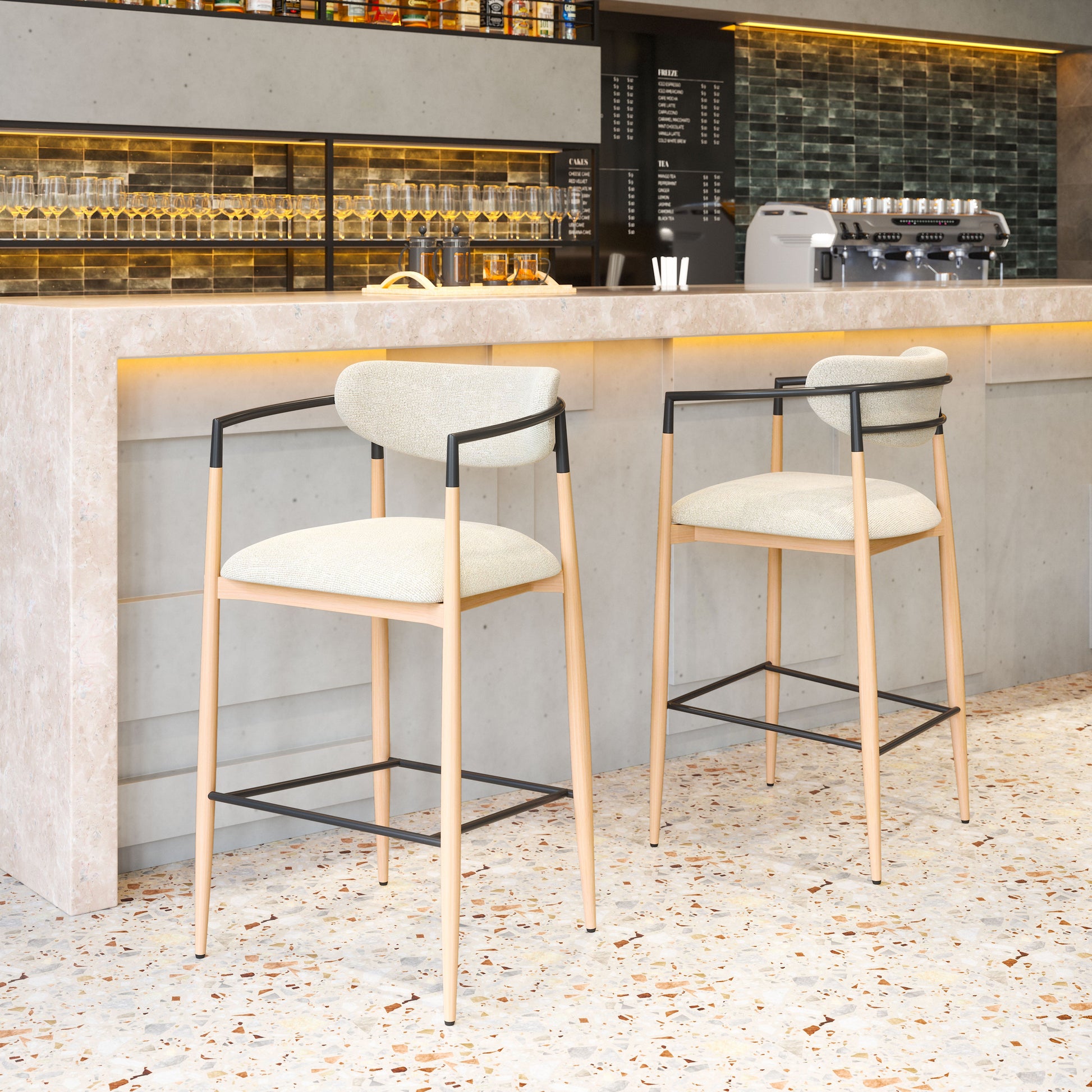 Equinox Oyster Gray & Natural Barstool - Ornate Home