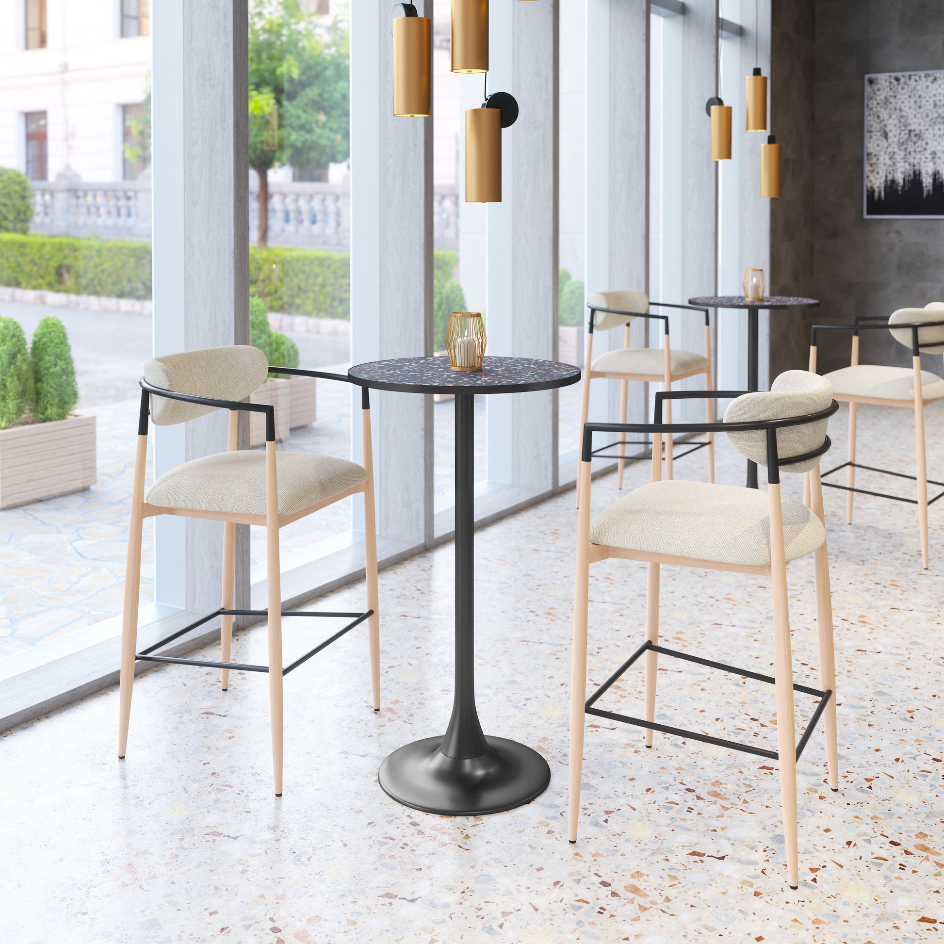 Equinox Oyster Gray & Natural Barstool - Ornate Home