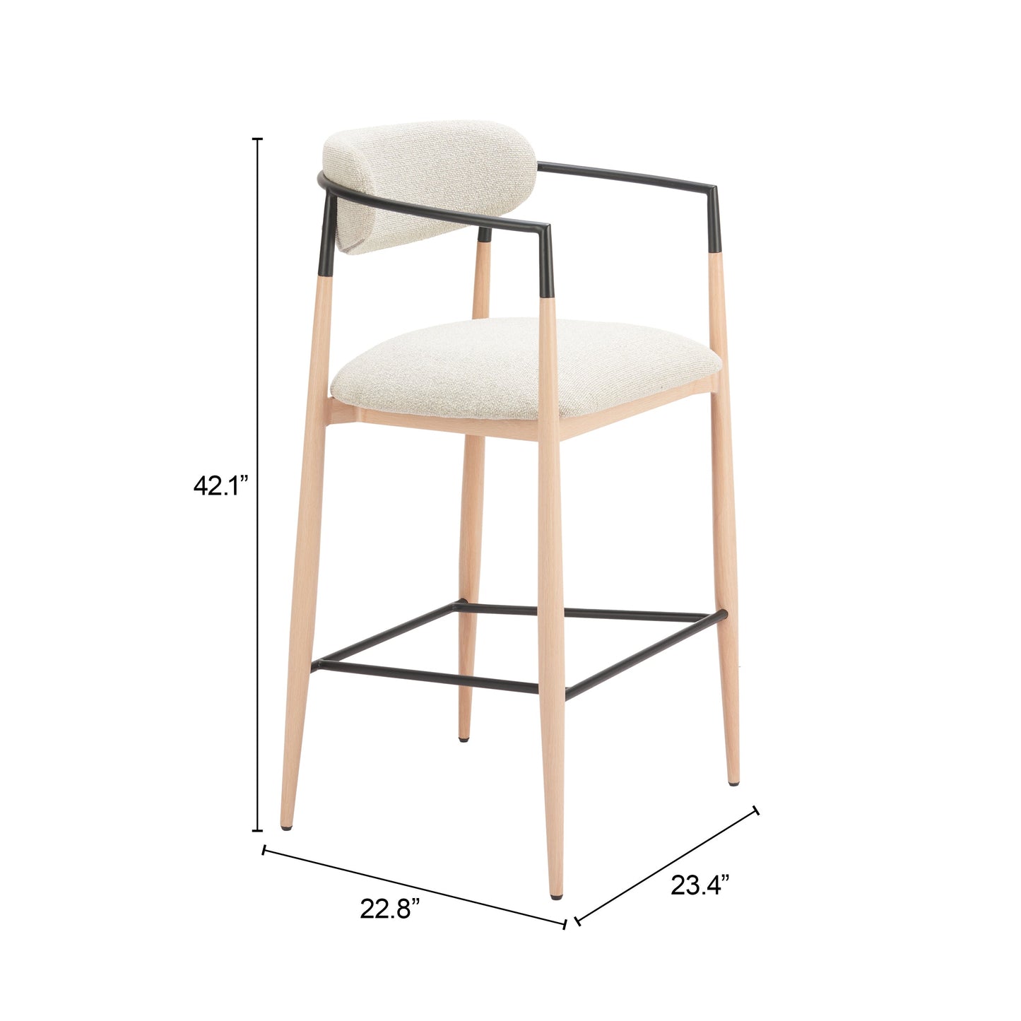 Equinox Oyster Gray & Natural Barstool - Ornate Home