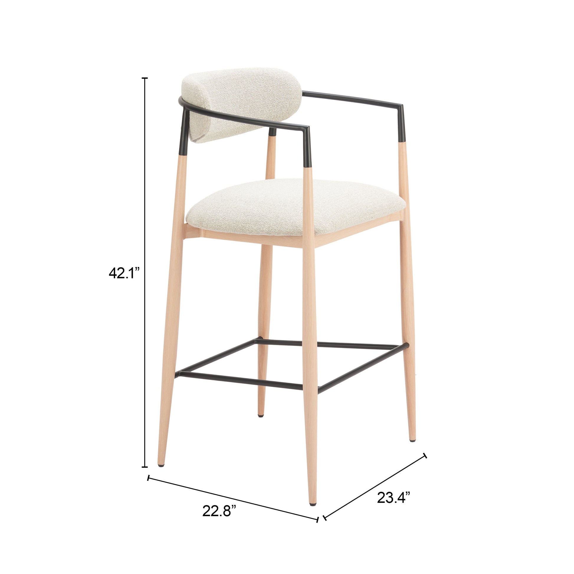 Equinox Oyster Gray & Natural Barstool - Ornate Home