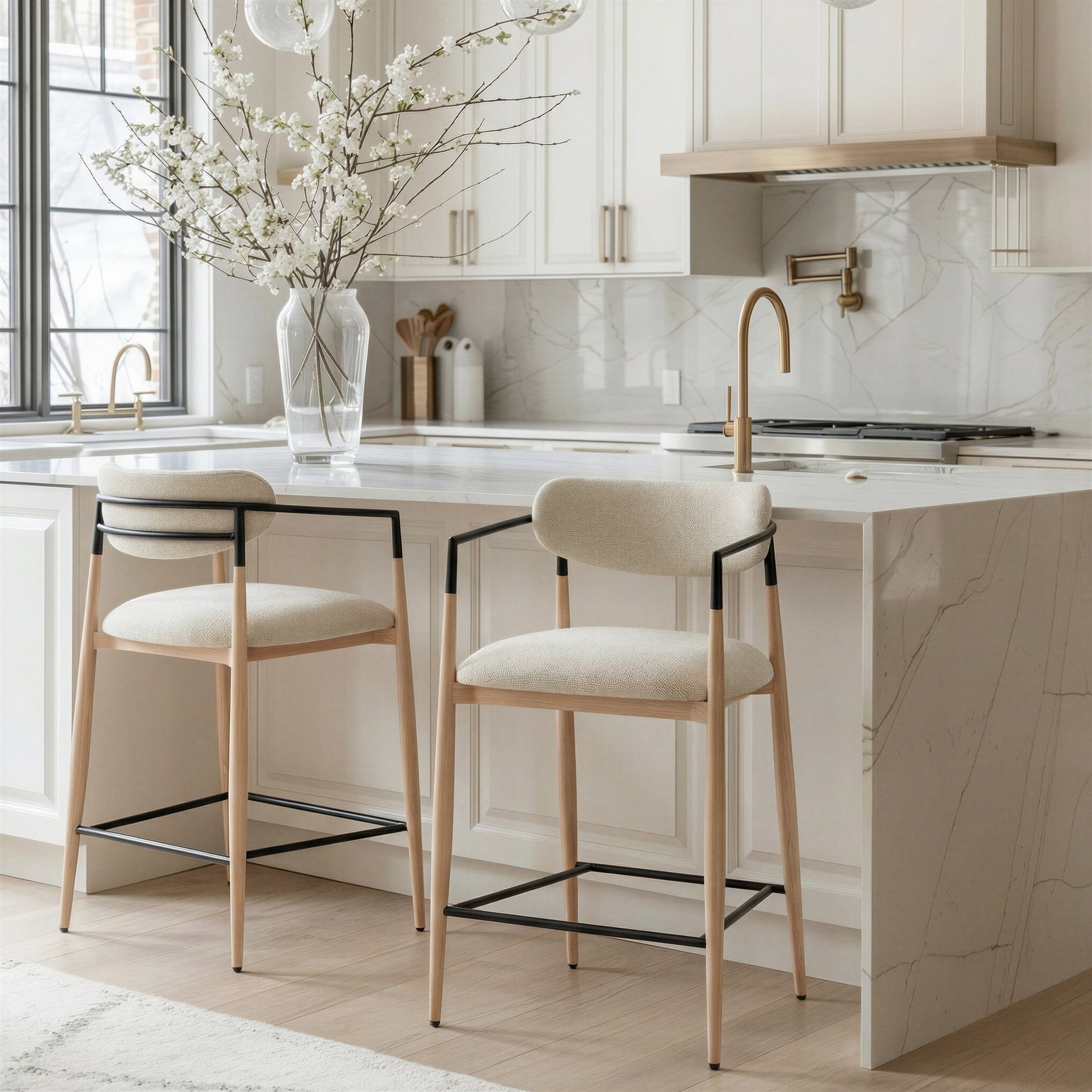 Equinox Oyster Gray & Natural Counter Stool - Ornate Home