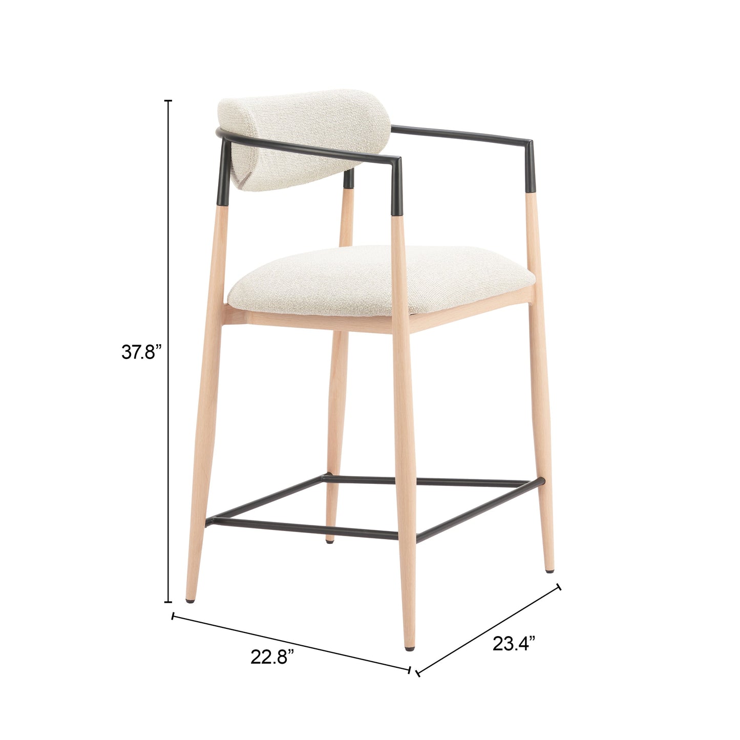 Equinox Oyster Gray & Natural Counter Stool - Ornate Home