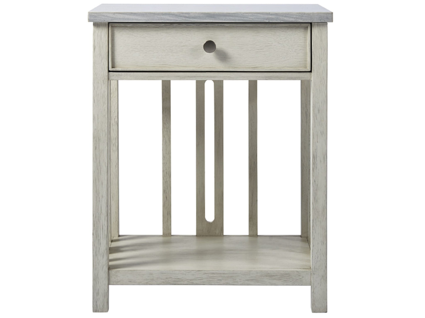 Escape Sandbar Bedside Table w/ Stone Top - Ornate Home