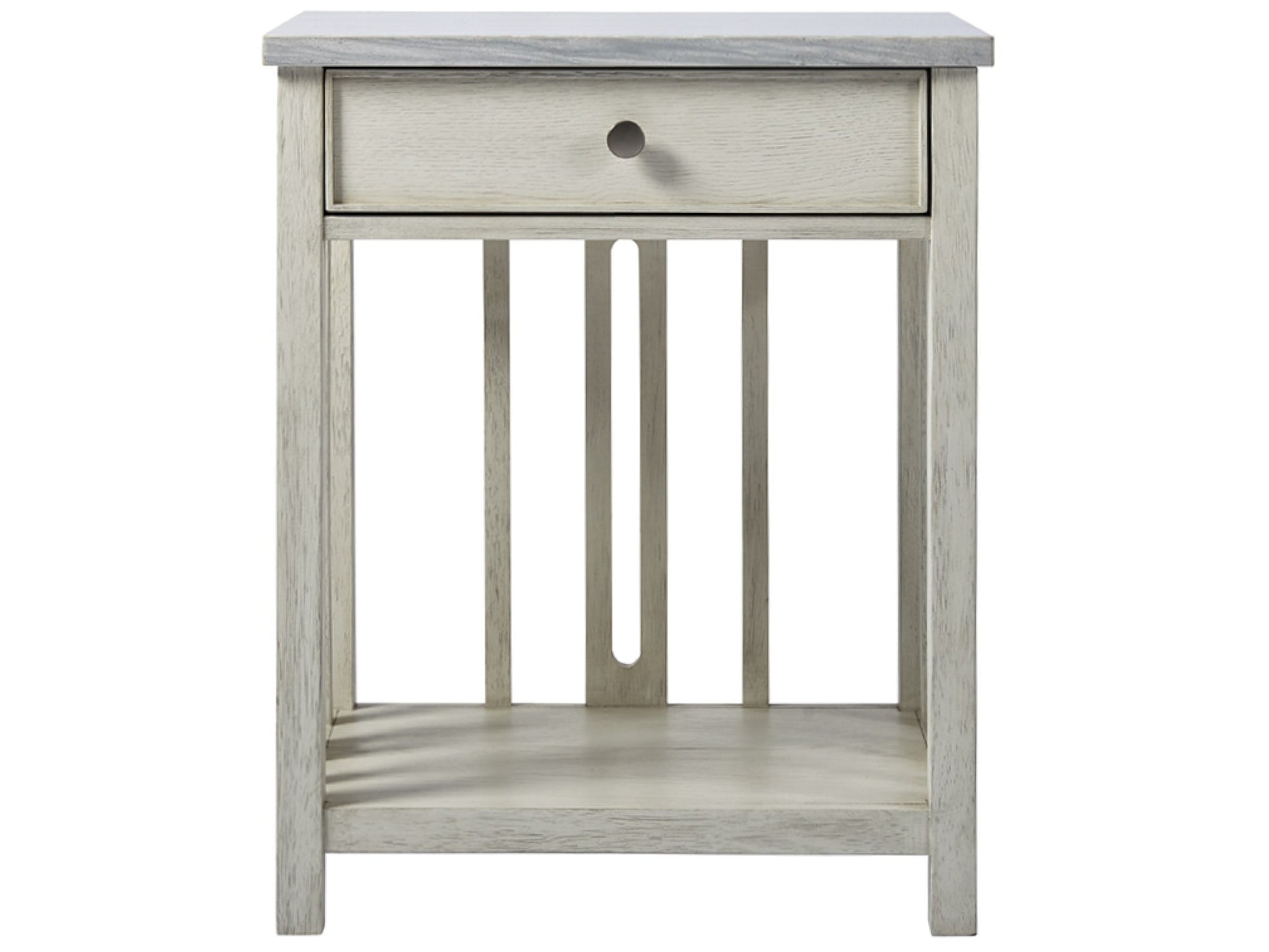 Escape Sandbar Bedside Table w/ Stone Top - Ornate Home