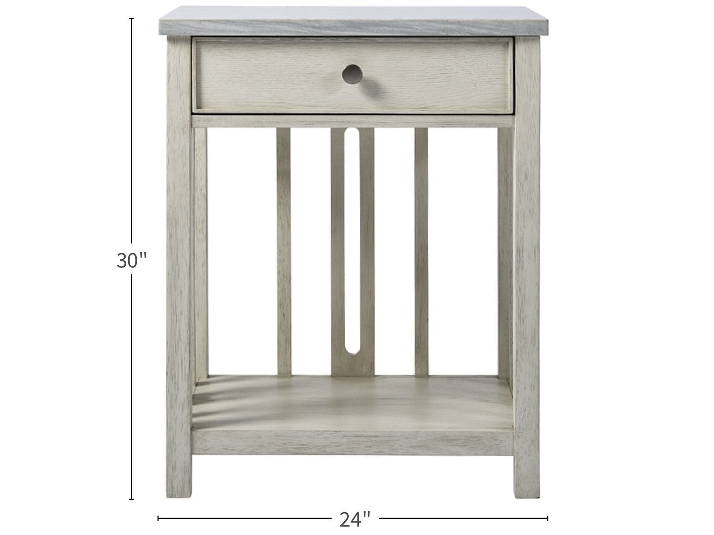 Escape Sandbar Bedside Table w/ Stone Top - Ornate Home