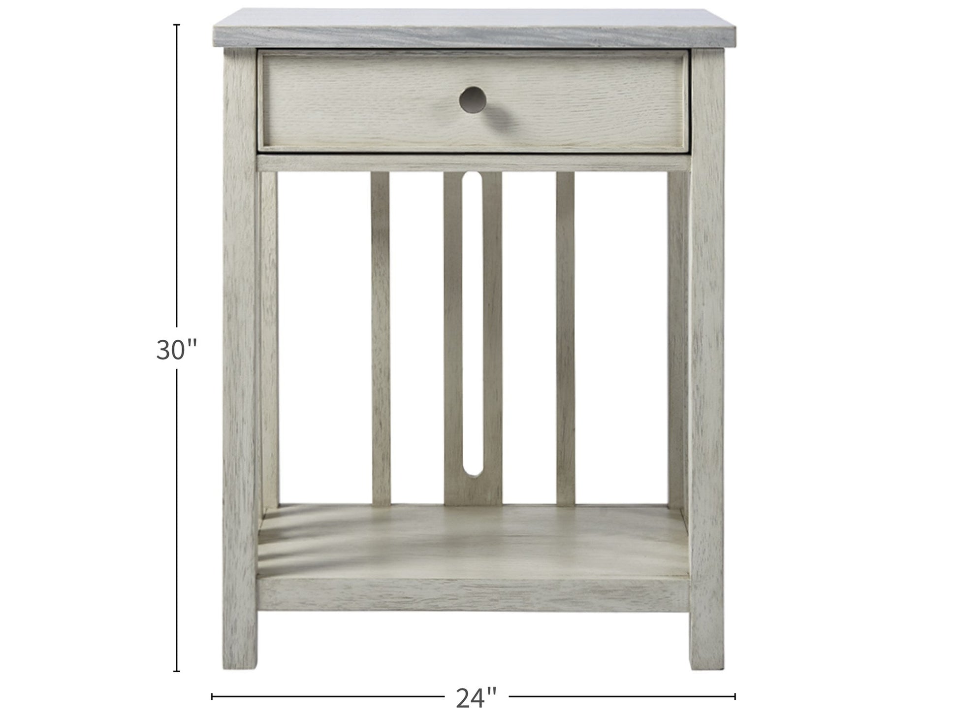 Escape Sandbar Bedside Table w/ Stone Top - Ornate Home