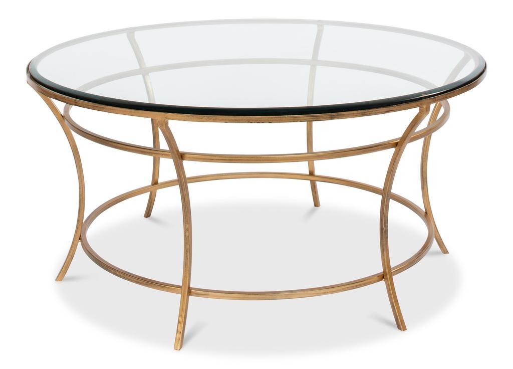 Essential Forms Clear/Antique Gold Round Coffee Table - Ornate Home