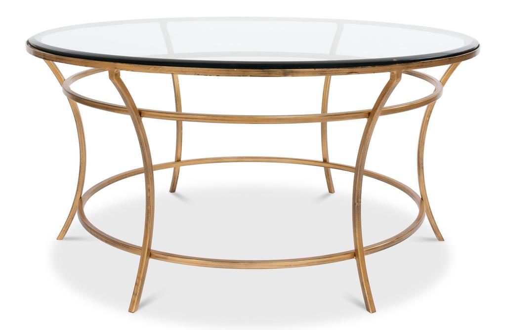 Essential Forms Clear/Antique Gold Round Coffee Table - Ornate Home