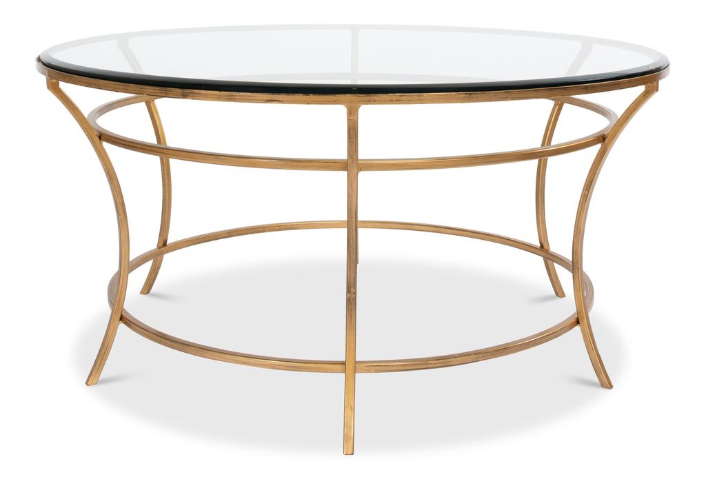 Essential Forms Clear/Antique Gold Round Coffee Table - Ornate Home