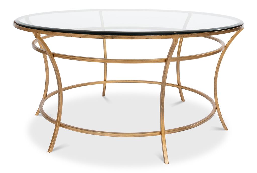 Essential Forms Clear/Antique Gold Round Coffee Table - Ornate Home