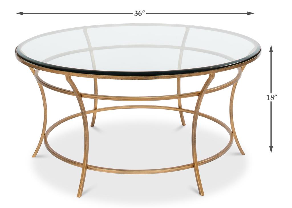 Essential Forms Clear/Antique Gold Round Coffee Table - Ornate Home