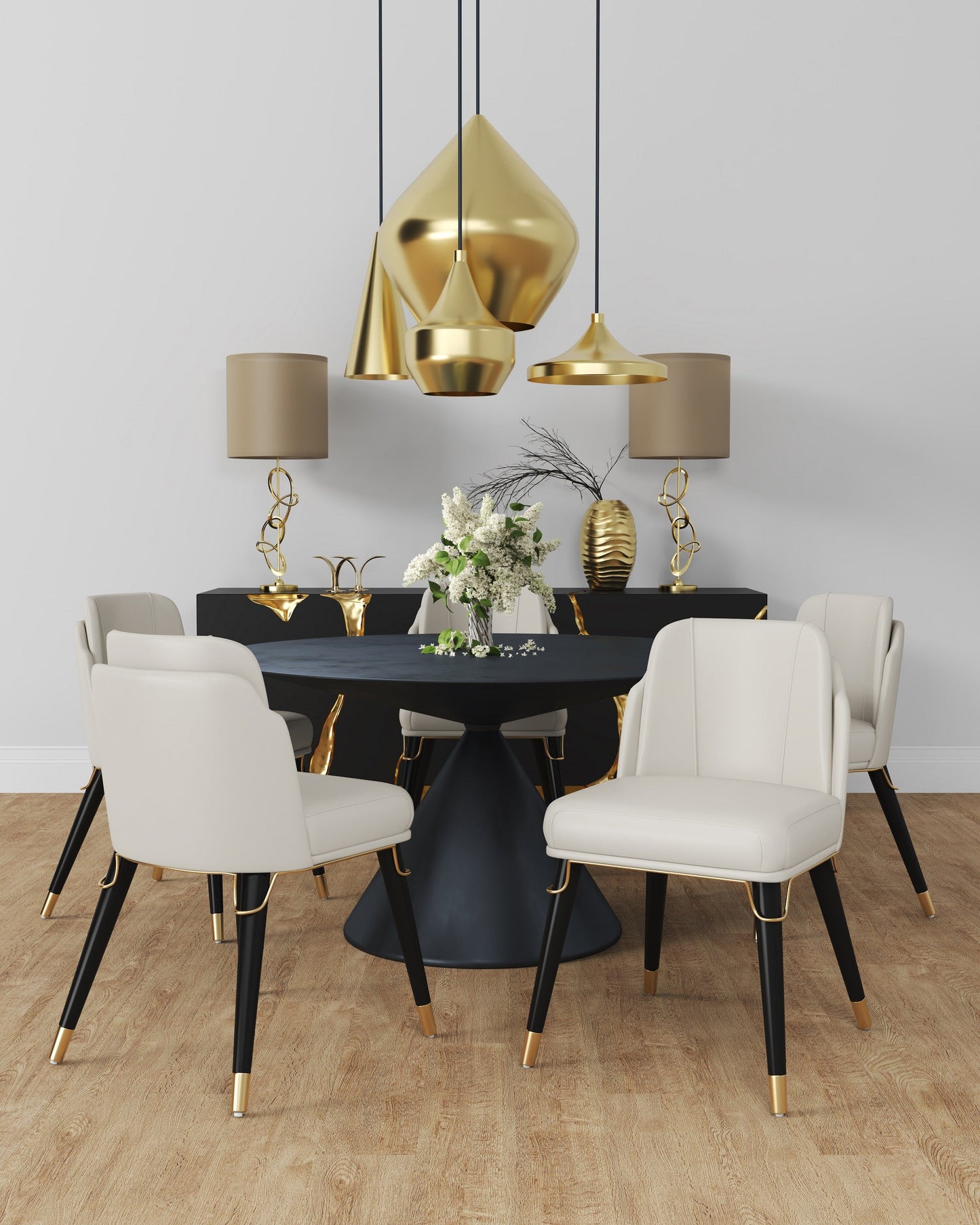 Estelle Dining Chair in Cream and Black (set of 2) - Ornate Home