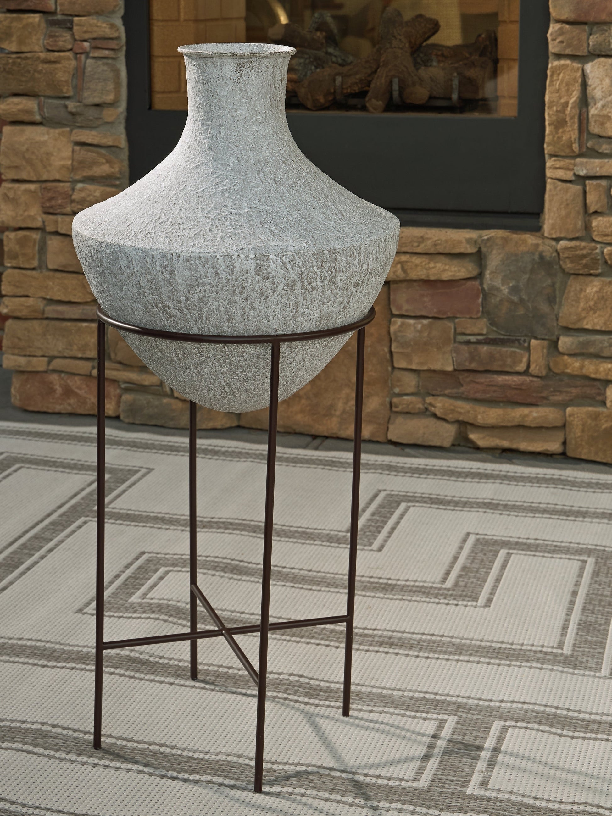 Estonbank Distressed Cream Vase 35"- Viva Furn