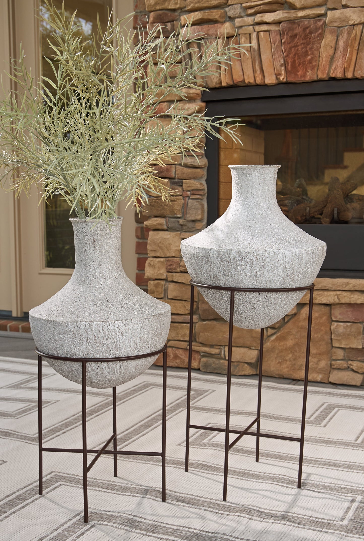 Estonbank Distressed Cream Vase Set - A2000747A1- Viva Furn