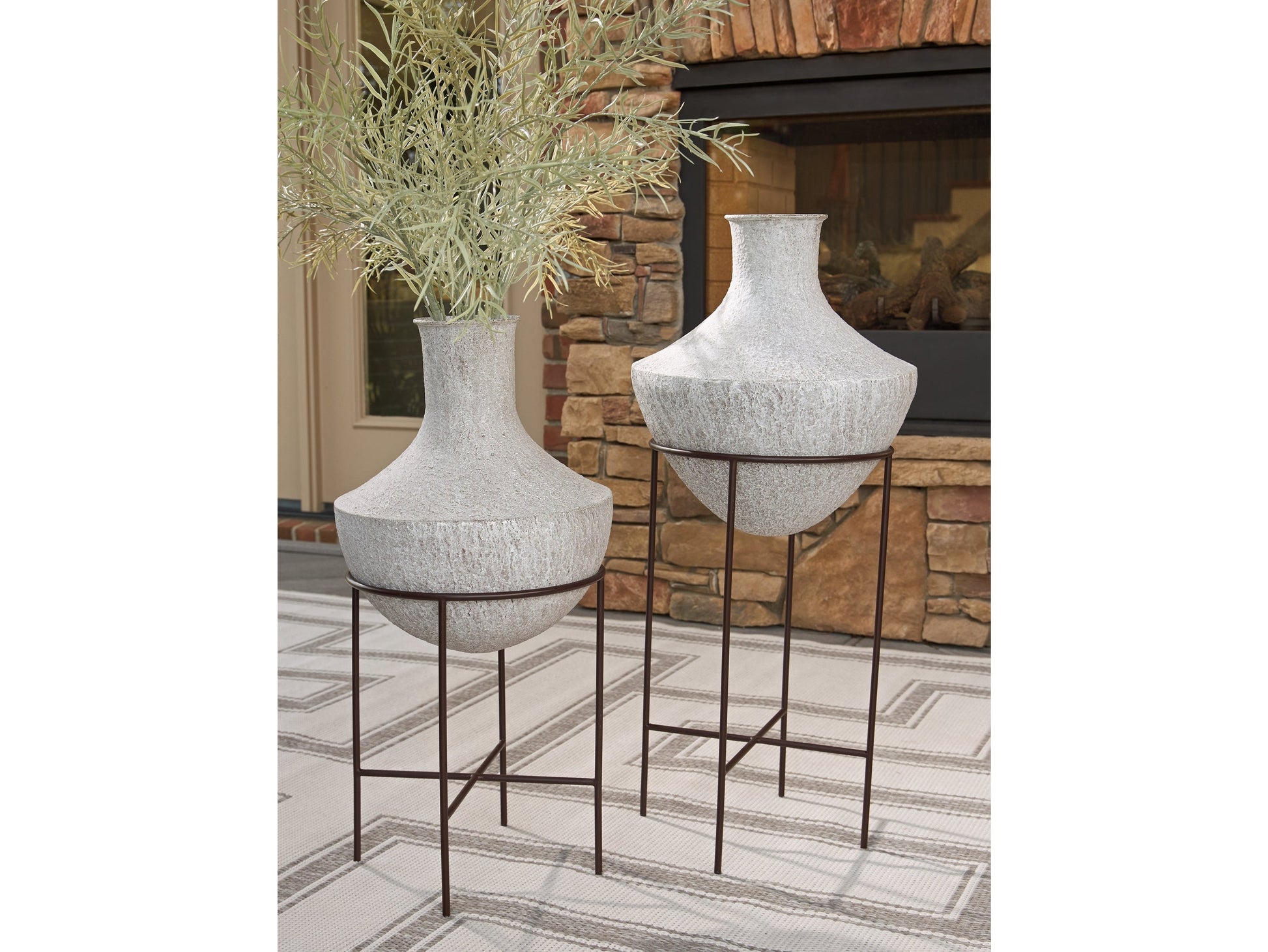 Estonbank Distressed Cream Vase Set - A2000747A1- Viva Furn