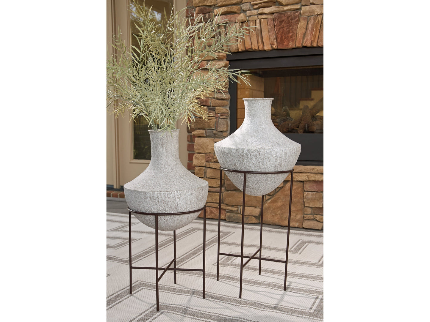 Estonbank Distressed Cream Vase Set - A2000748A1- Viva Furn