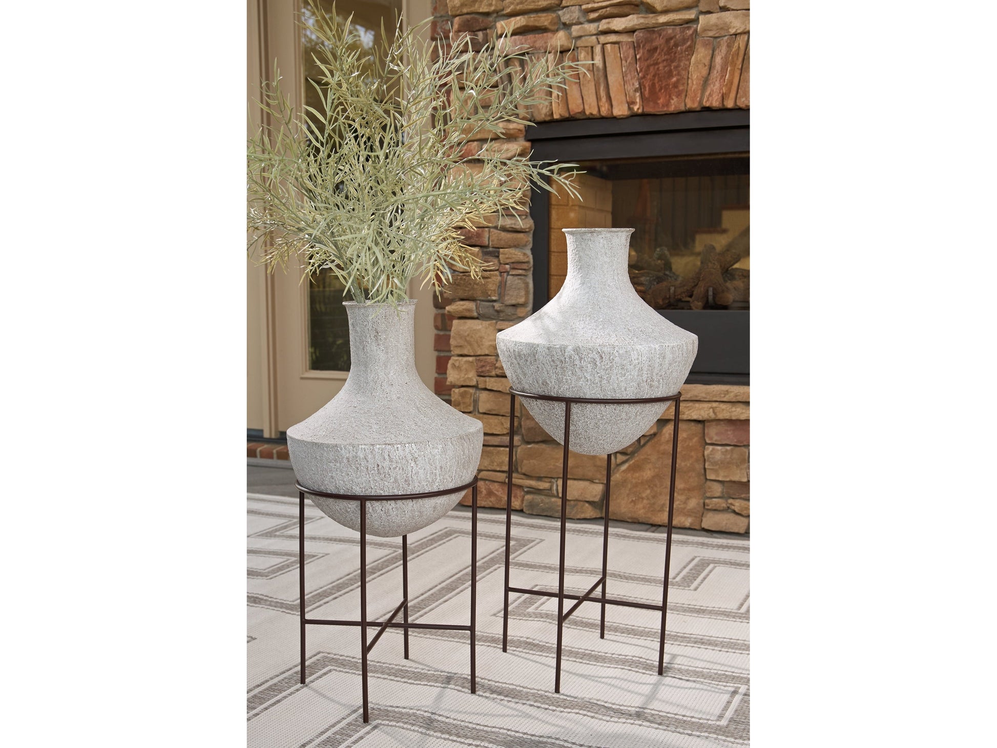 Estonbank Distressed Cream Vase Set - A2000748A1- Viva Furn