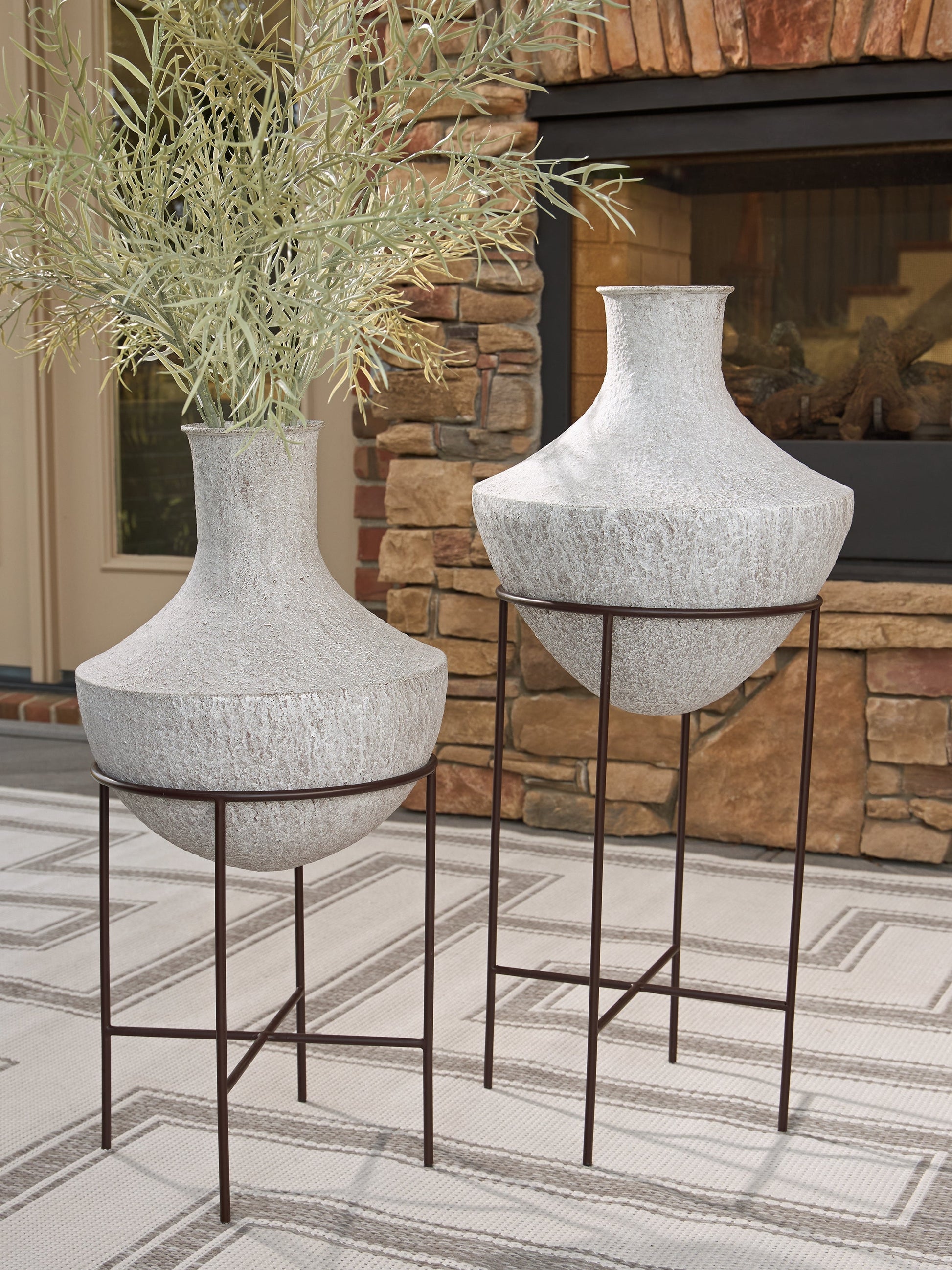 Estonbank Distressed Cream Vase Set - A2000748A1- Viva Furn