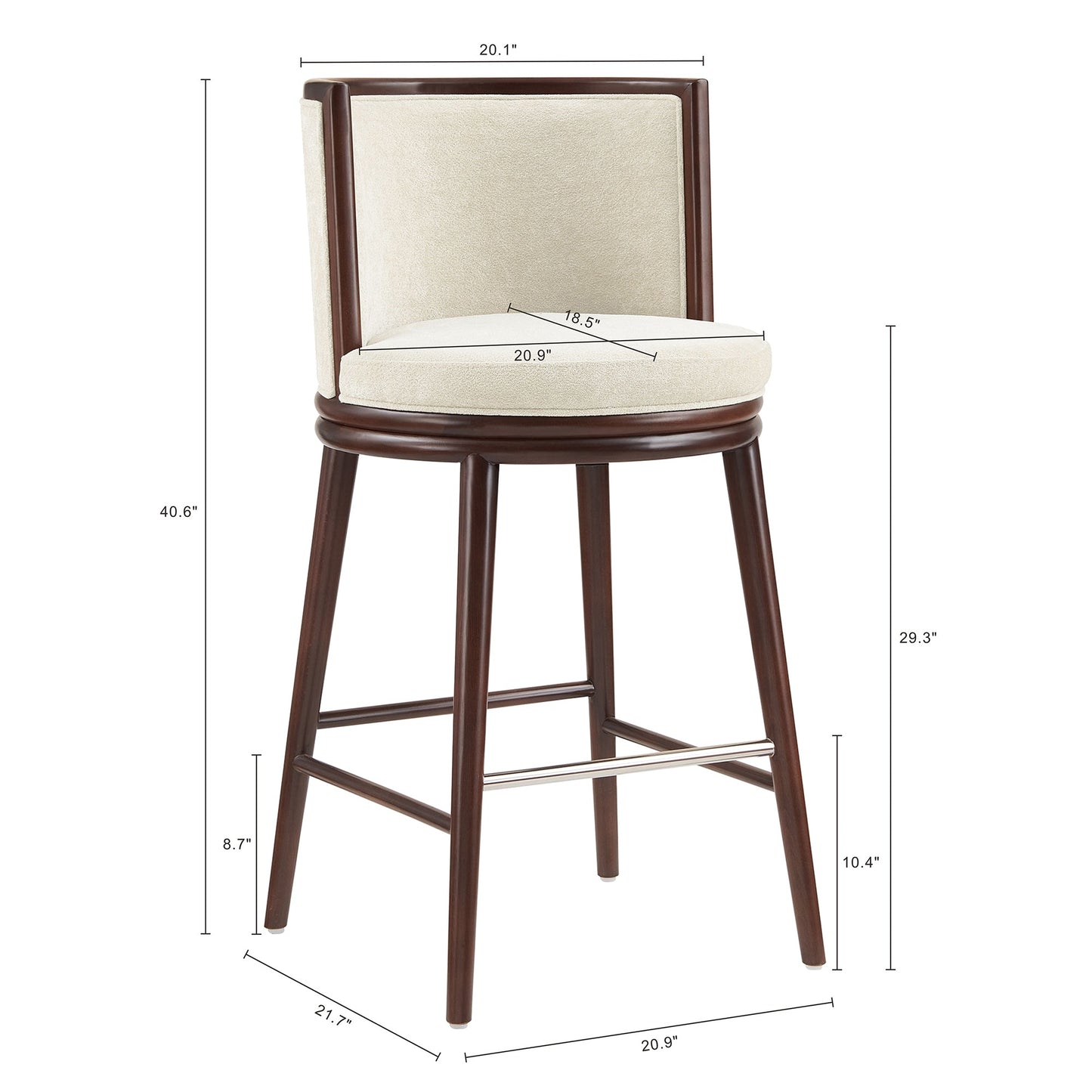 Evalyn Barstool in Cream (set of 2) - Ornate Home