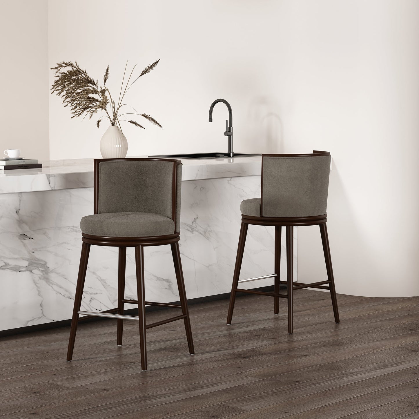 Evalyn Barstool in Dove (set of 2) - Ornate Home