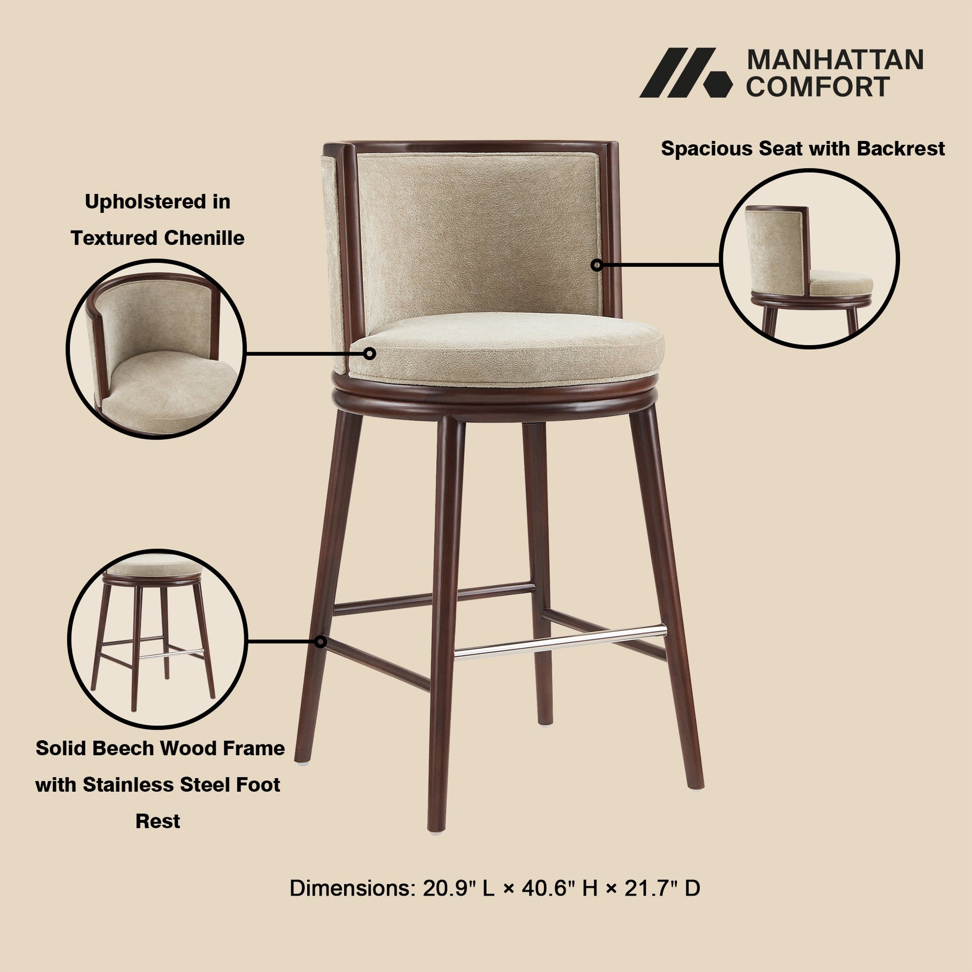 Evalyn Barstool in Natural - Ornate Home