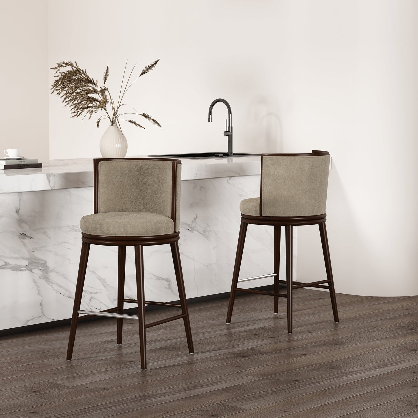 Evalyn Barstool in Natural (set of 2) - Ornate Home