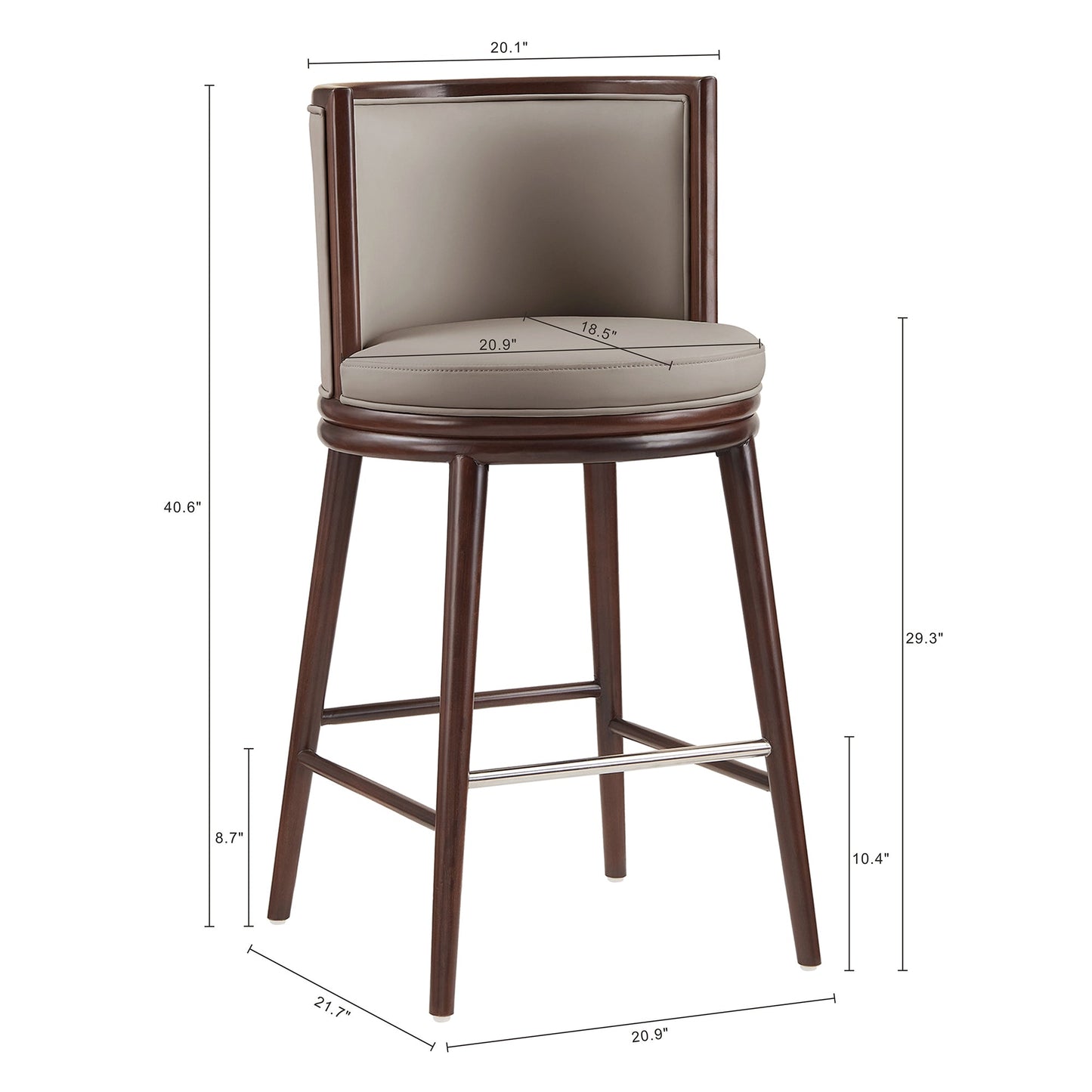 Evalyn Barstool in Taupe (set of 2) - Ornate Home