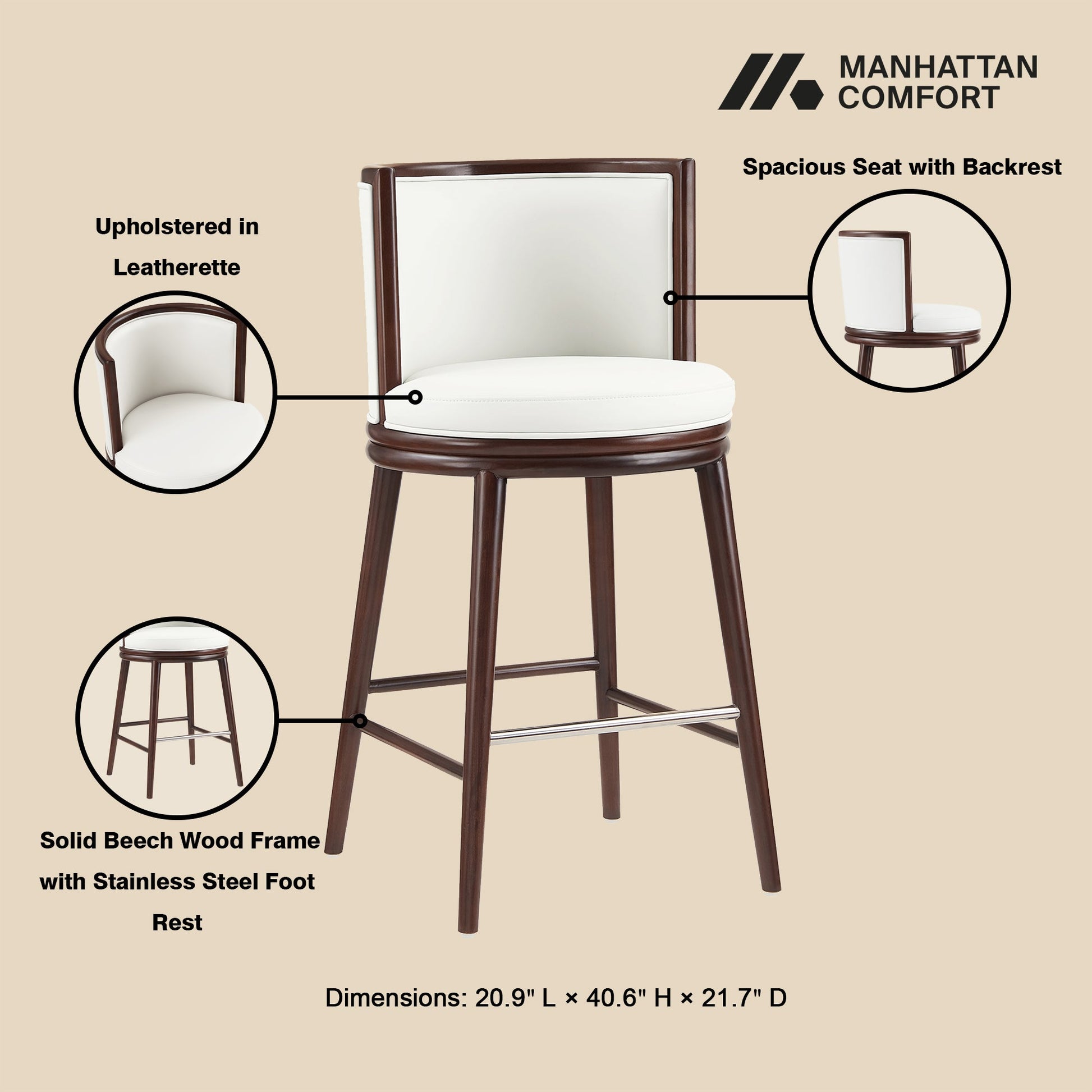 Evalyn Barstool in White - Ornate Home