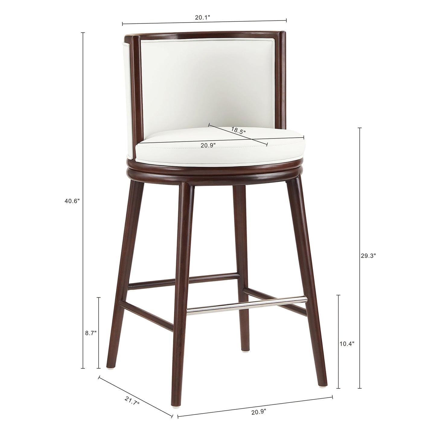 Evalyn Barstool in White (set of 2) - Ornate Home