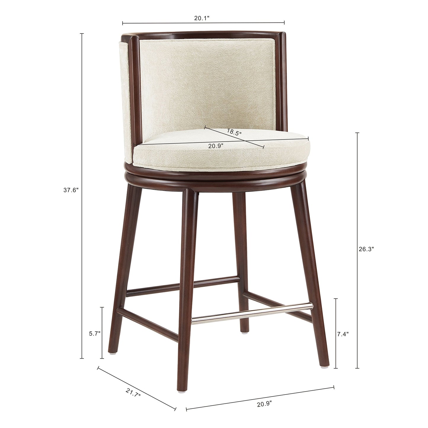 Evalyn Counter Stool in Cream - Ornate Home