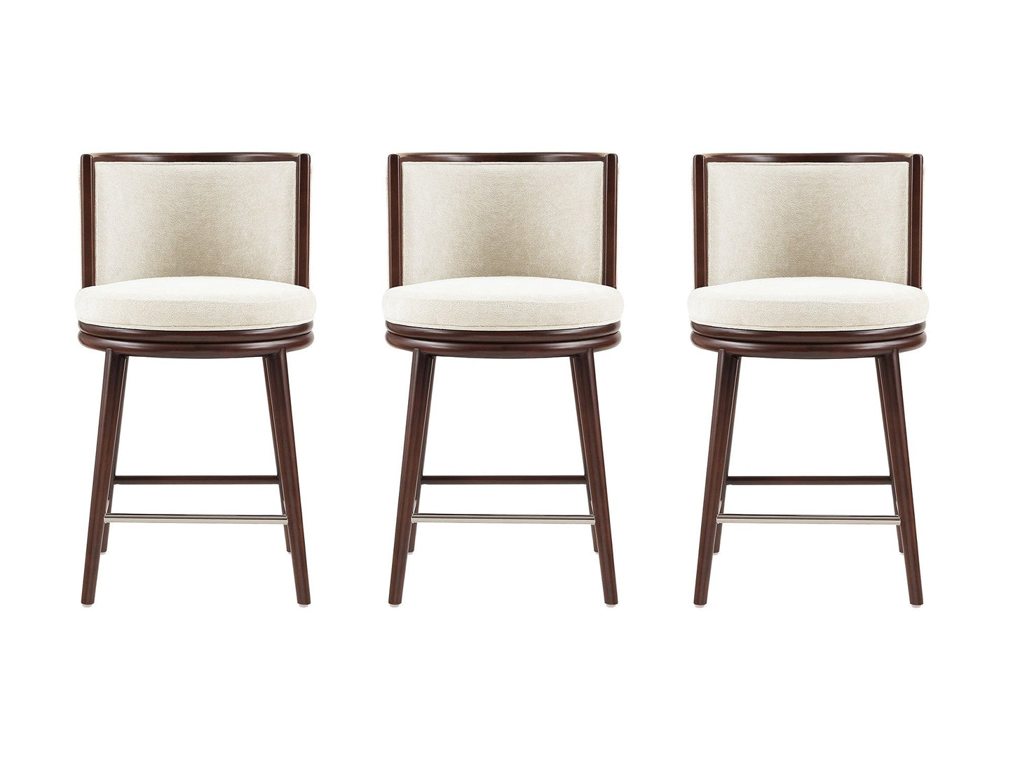 Evalyn Counter Stool in Cream (set of 3) - Ornate Home