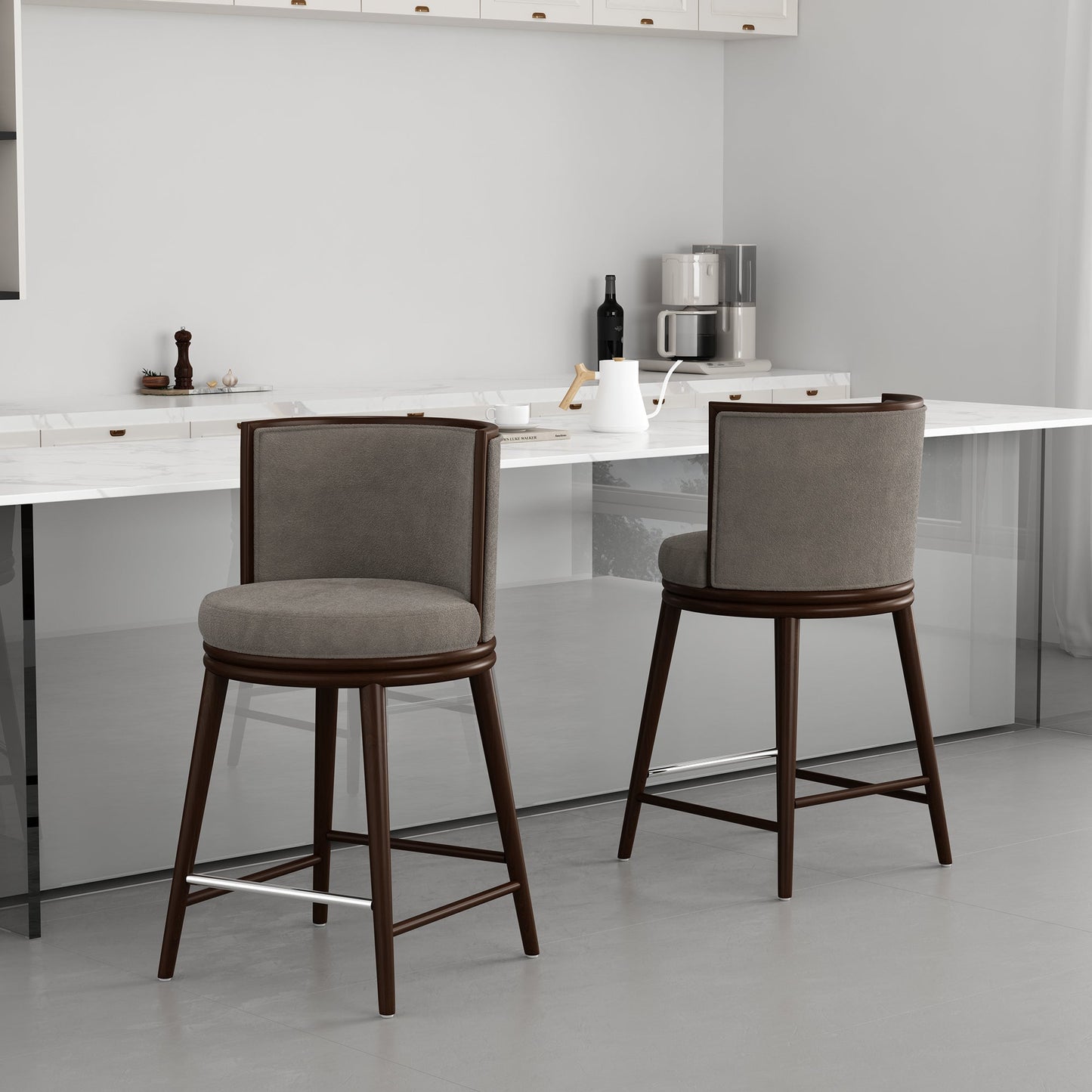 Evalyn Counter Stool in Dove (set of 2) - Ornate Home
